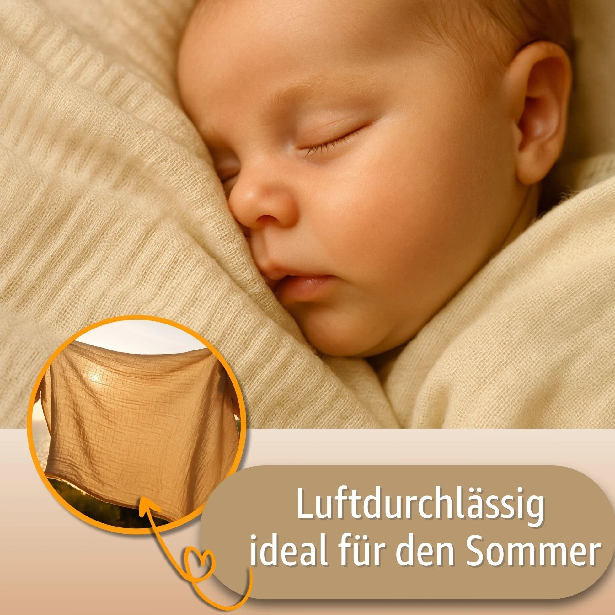 Totsy Baby mussola Copripiumino lettino neonato 100x135cm - Cotone parure di copripiumini per culla Set lenzuolo per piumino Beige chiaro con federe 60 x 40 cm certificazione Oeko-Tex