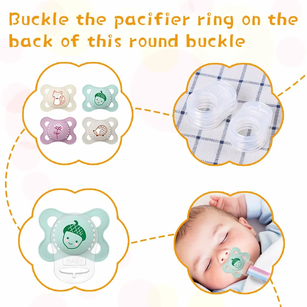 Vicloon Anello Adattatore Clip, 20 Pezzi Anello Adattatore per Ciuccio, Ciuccio Clip Adattatore Adatto Alla Maggior Parte dei Succhietti per Bambini