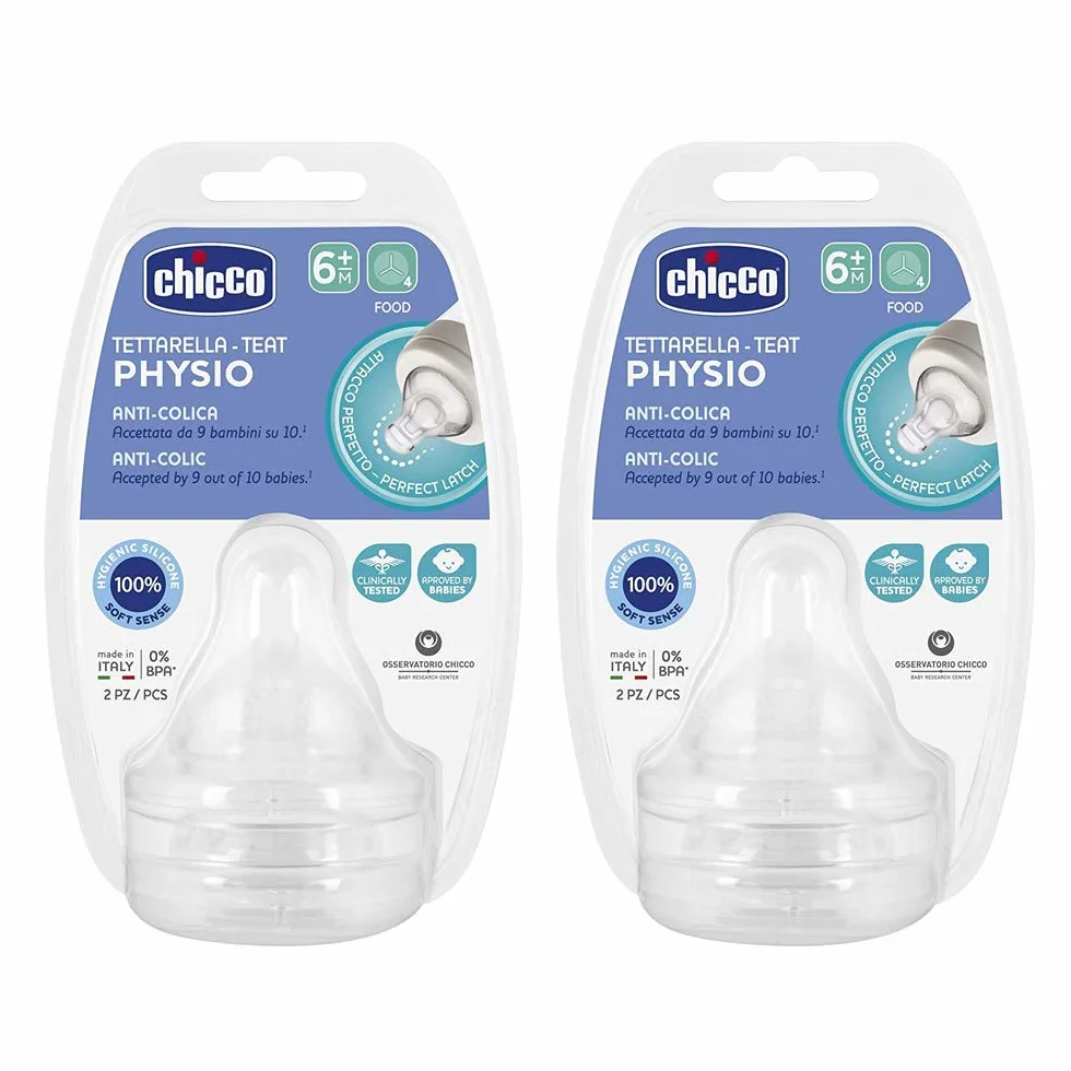 Chicco Perfect-5 - Set di 4 ciucci in silicone Soft Sense, taglia X Food Brei 6 mesi + Made in Italy