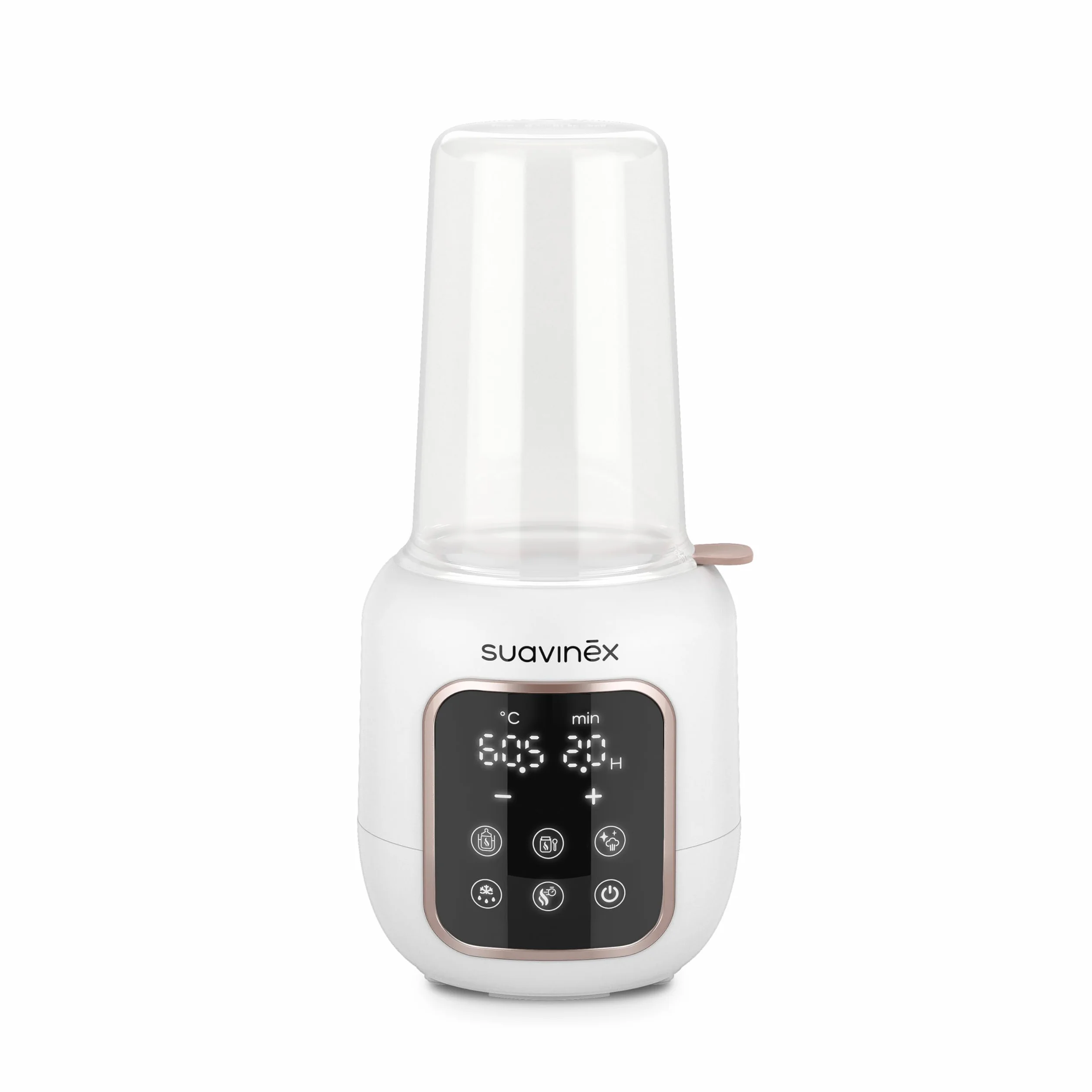 Suavinex, Scaldabiberon e Sterilizzatore 2 in 1, Sterilizza biberon e ciucci, Scalda e Scongela Biberon, Latte Materno e Omogeneizzati, con Modalità Rapida e Spegnimento Automatico, Facile da Usare