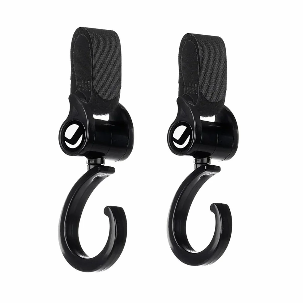 Jané Ganci Universali per Passeggino, Set da 2, Resistenti e Multiuso, per Borse e Zaini, Nero