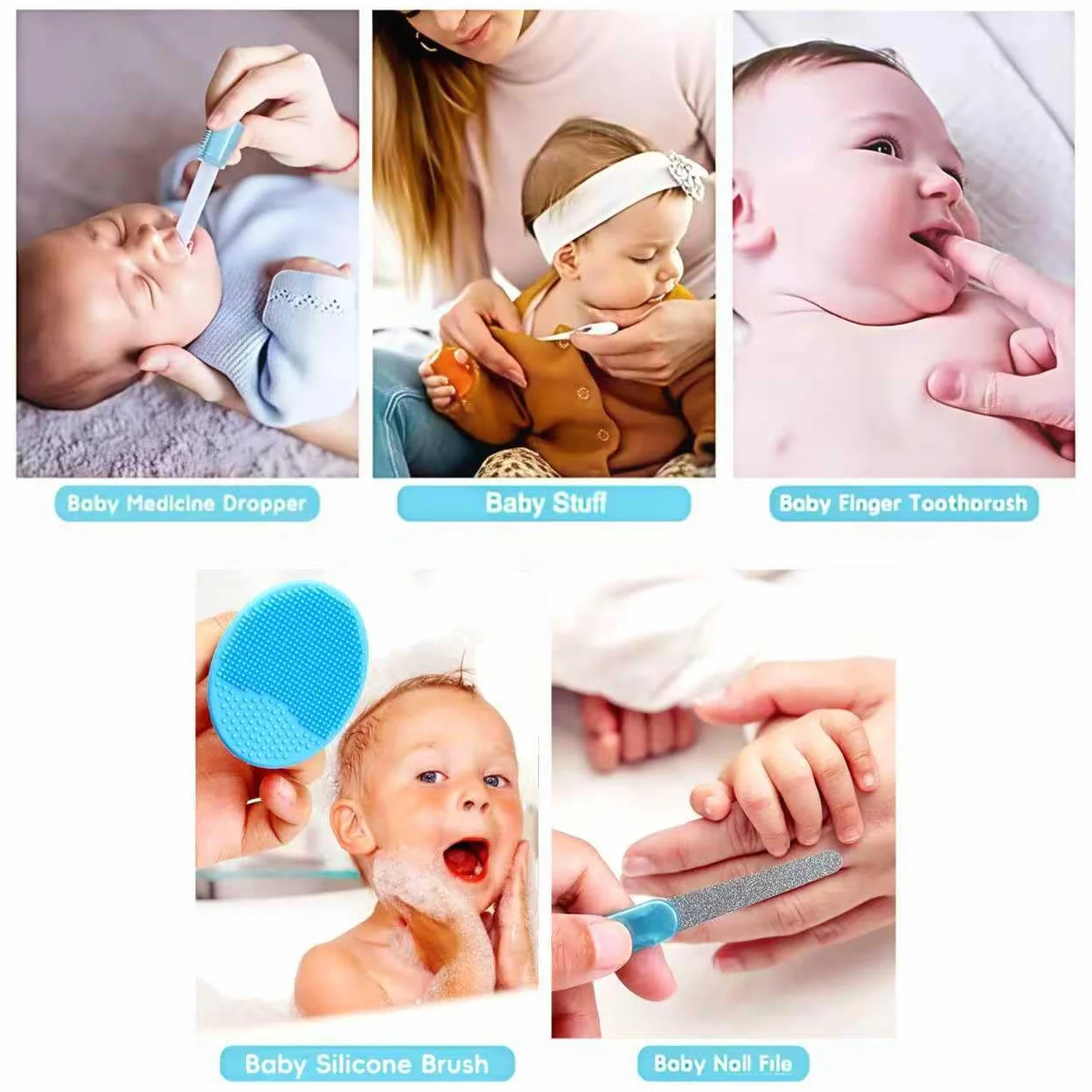 Baby Healthcare and Grooming Kit, set portatile per la cura della sicurezza del bambino, kit essenziale per neonati (blu 13 in 1)