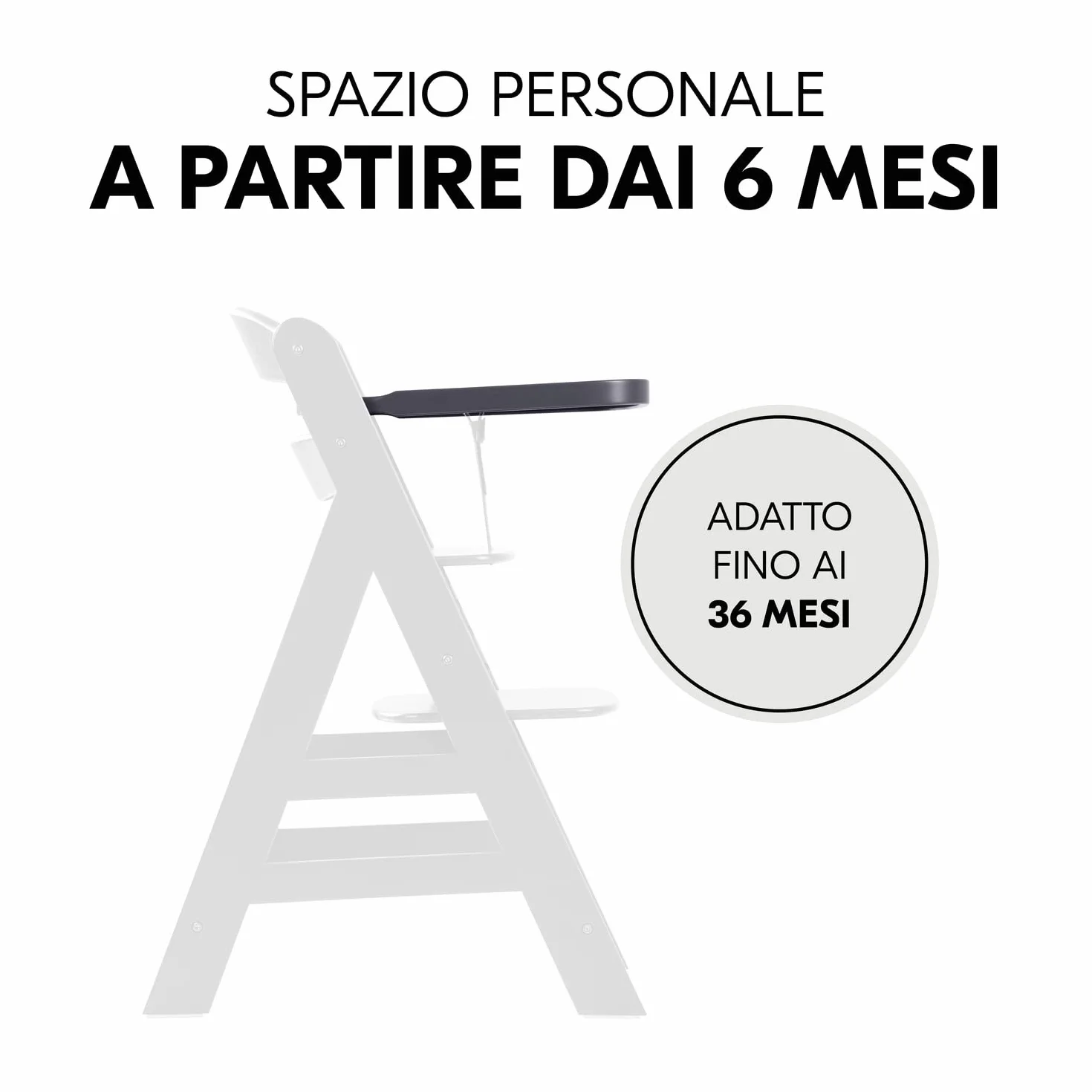 hauck Alpha Wooden Tray, Grigio Scuro - Vassoio in Legno Compatibile con Seggiolone Pappa Alpha+ e Beta+ per Bambini 6-36 Mesi, con Bordo Rialzato e Cert. FSC®