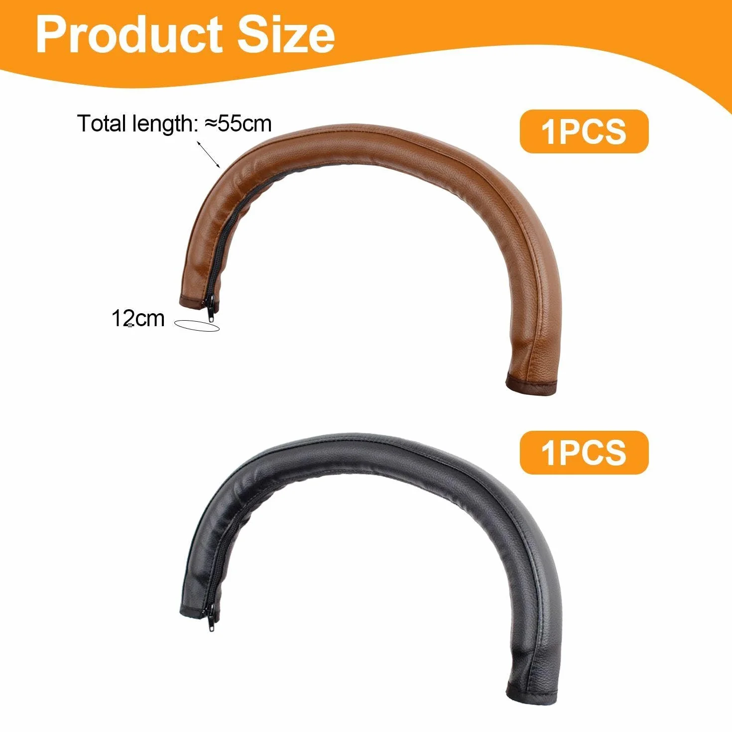 Copertura Per Braccioli Per Passeggino Da 2 Pezzi, Custodia Protettiva In Pelle Pu, Copertura Per Auto Universale Pieghevole Con Cerniera, Facile Da Pulire, Accessori Per Passeggini (Nero, Marrone).