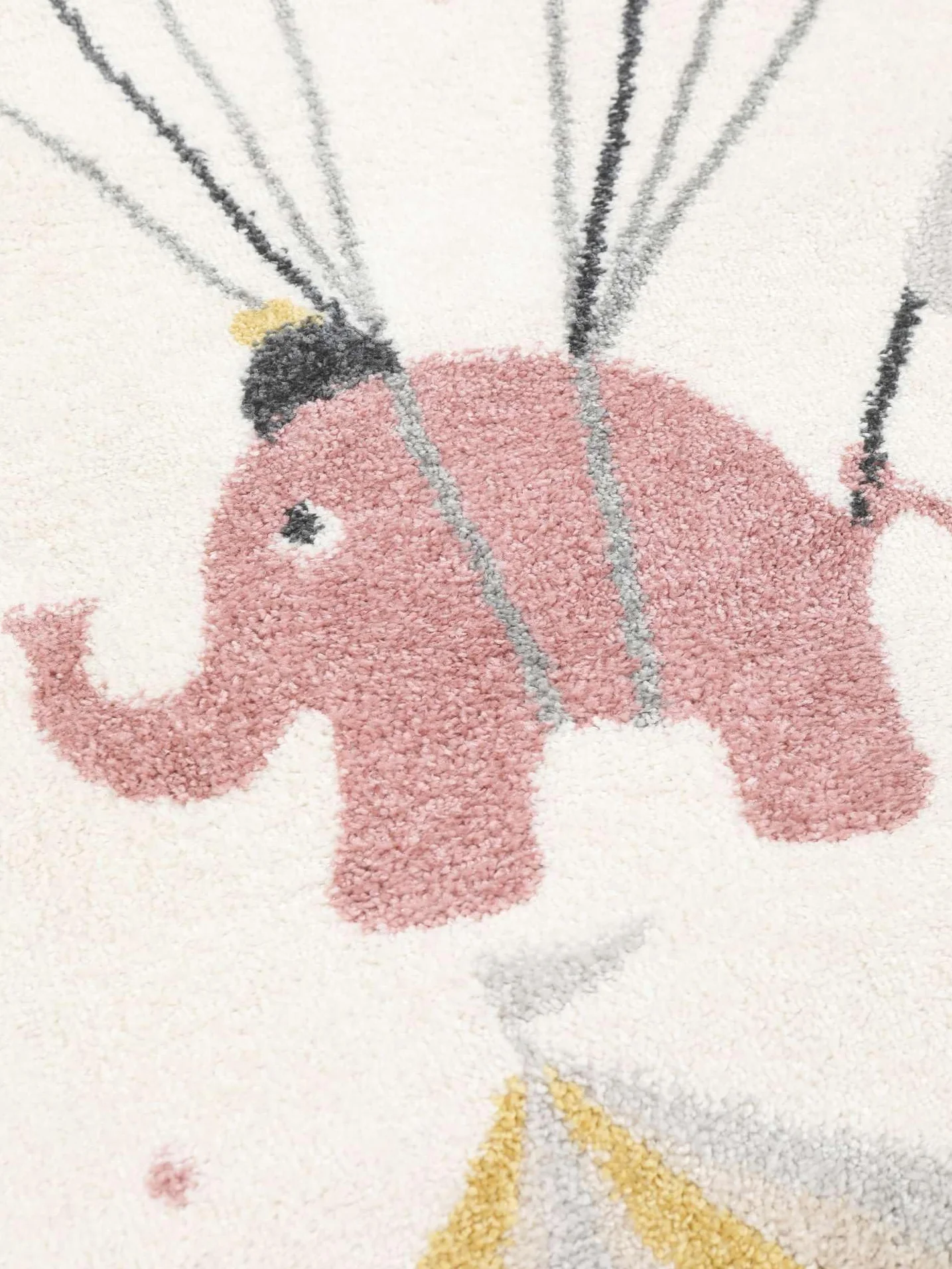 RugVista Monkey Circus, Tappeto per bambini, Moderni, 140 x 200 cm, Rettangolare, Pelo medio, Cameretta, Lavabile solo a secco, Senza sostanze chimiche pericolose, Rosa/Off Bianco
