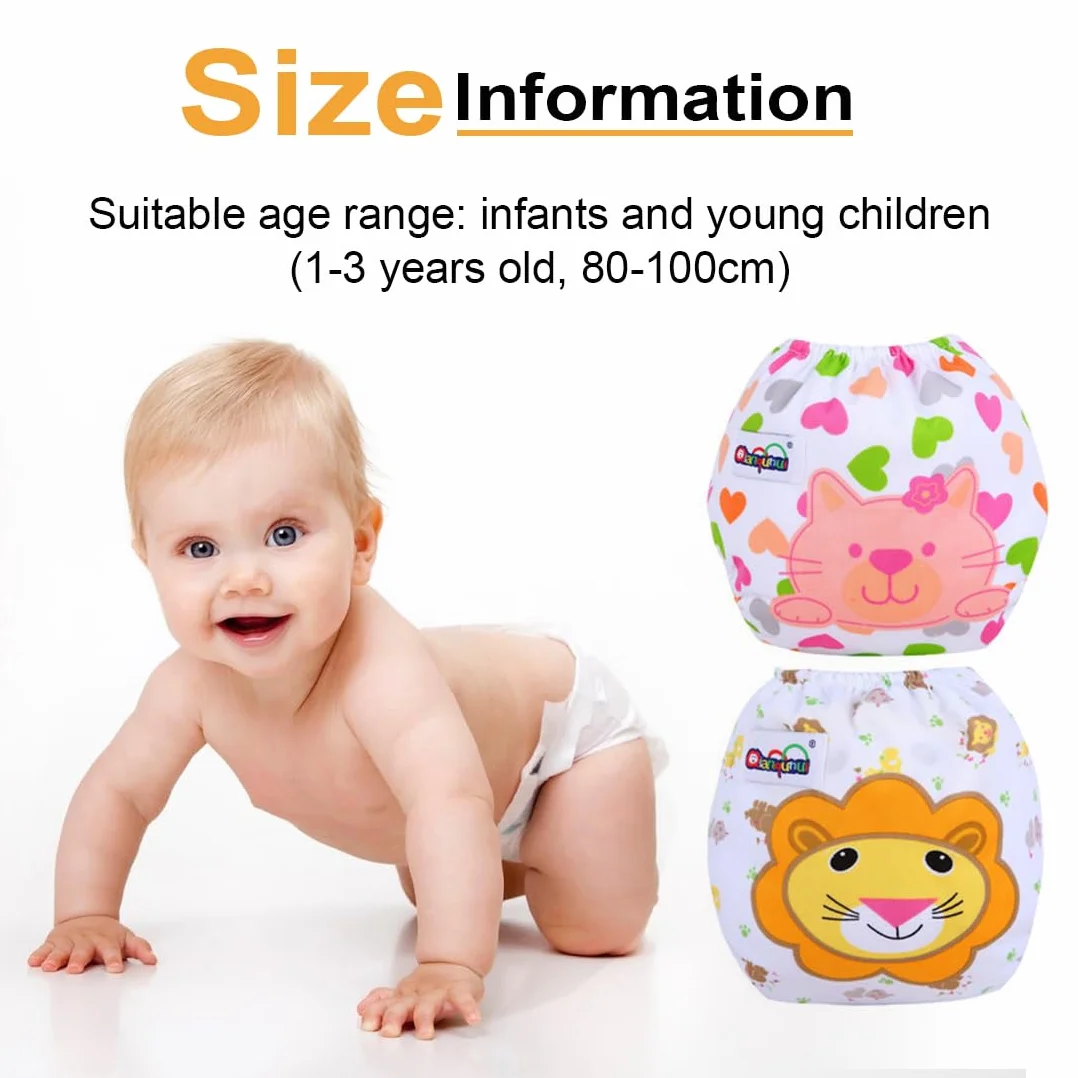 SGERUFZ 2 pezzo Pannolini Lavabili, Riutilizzabile Pannolini da Nuoto, Costume Pannolino Lavabili, Impermeabile Pannolino Piscina (0-3 Anni)