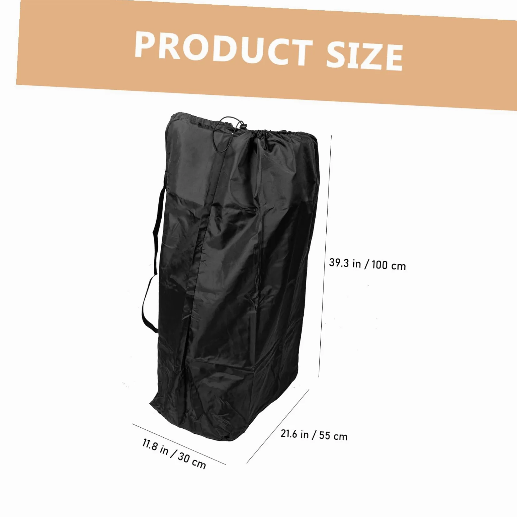 Borsa da Viaggio per Passeggino Nero in Nylon, per Aereo | Doppie Spalline, Chiusura a Coulisse Bloccabile, Cuciture Rinforzate per Tratte e Trasferte