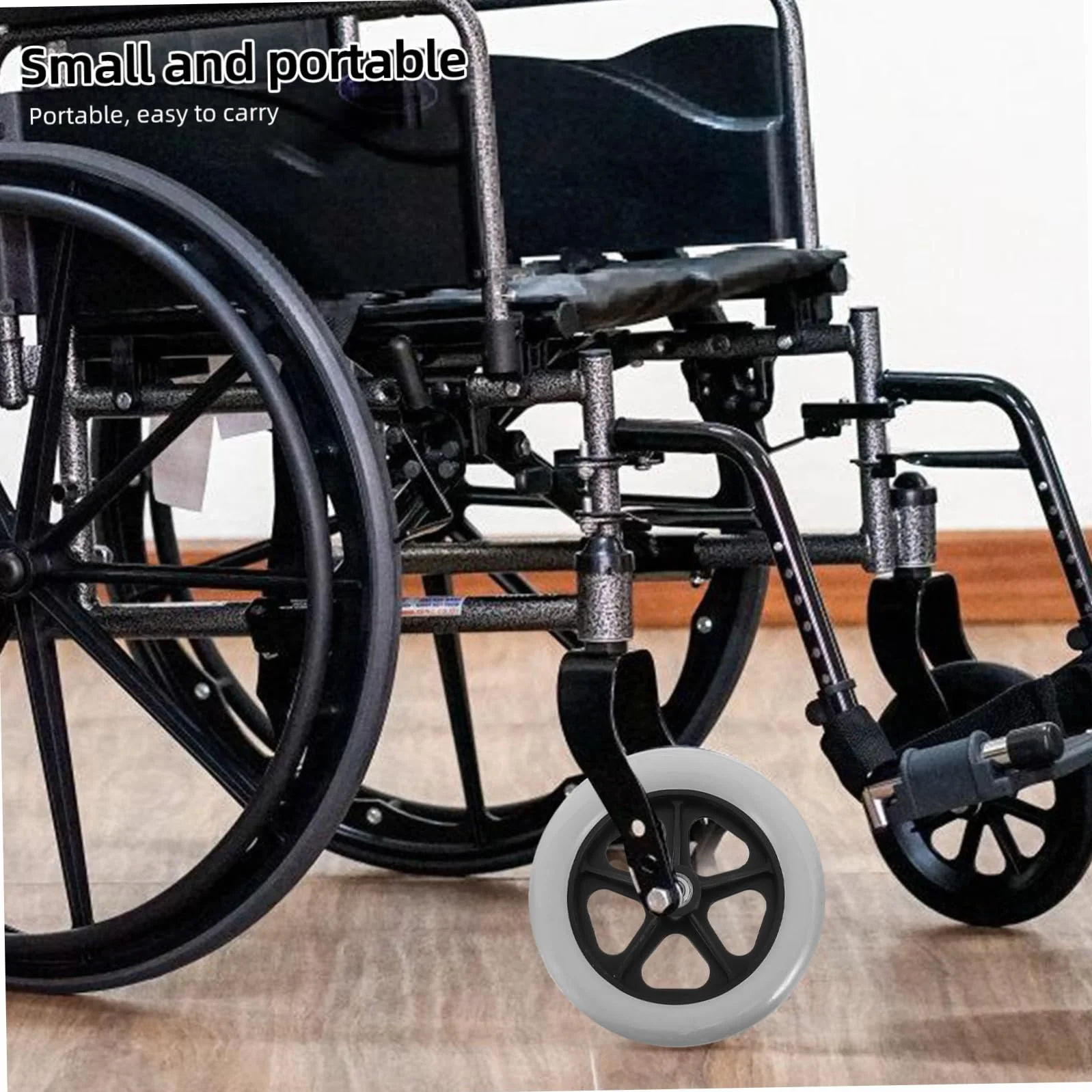 Angoily 2 Pezzi Ruote di Ricambio per Carrozzina Anteriore, Ruote in Plastico Resistenti All'usura Foro da 8mm per Carrelli e Deambulatori