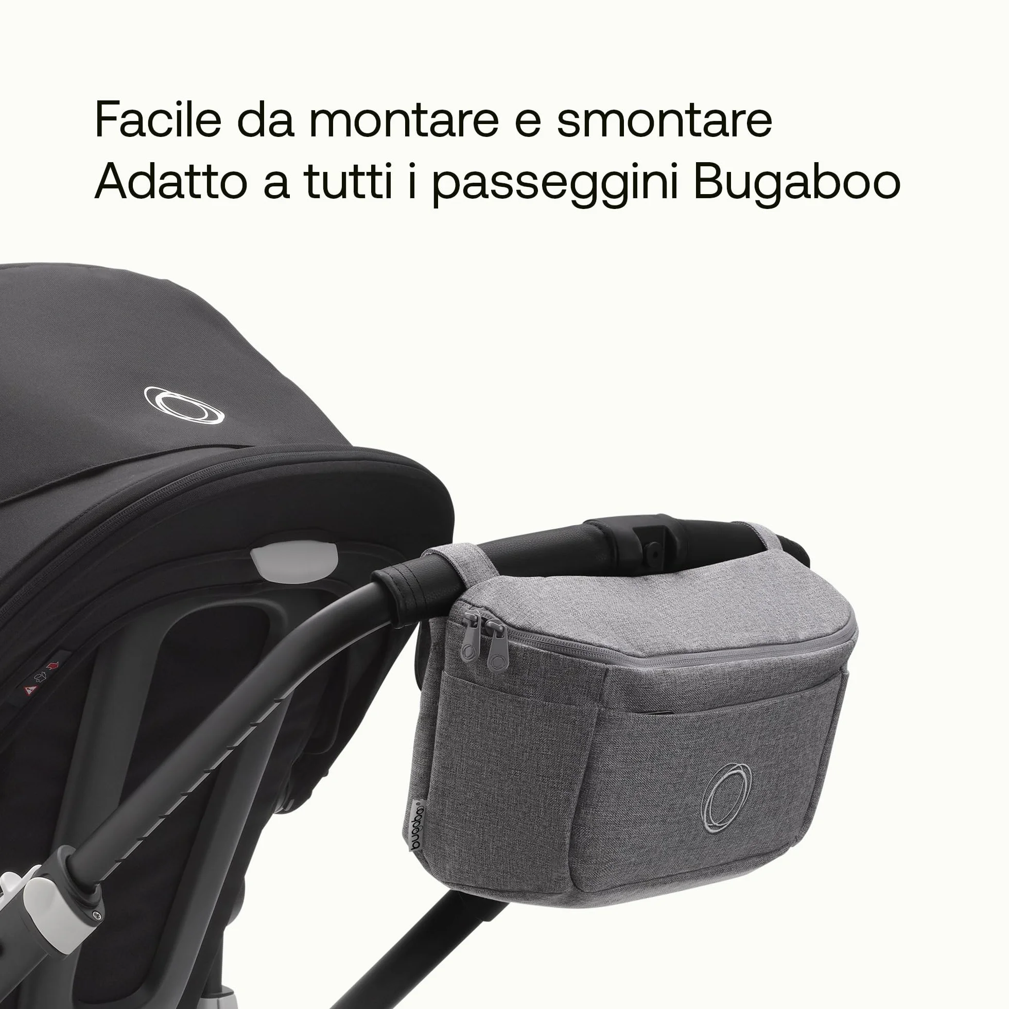 Bugaboo Organizer Multitasche Passeggino, Compatto e con Tasche Facili da Raggiungere, Accessorio Indispensabile per gli Oggetti Essenziali del Tuo Bambino, in Grey Melange