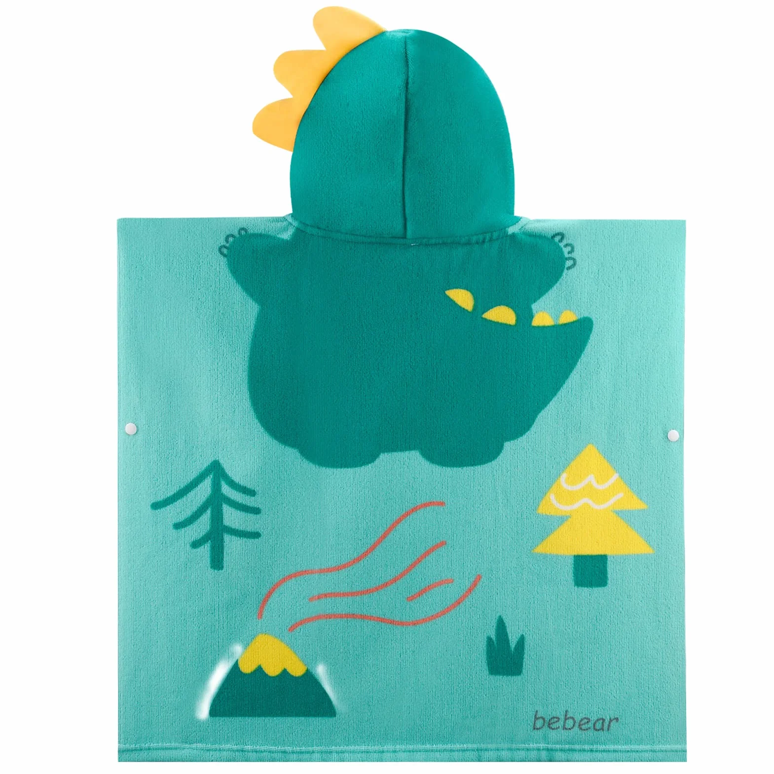 Bebamour Asciugamani con cappuccio indossabile per bambini, Asciugamano assorbente, Dino