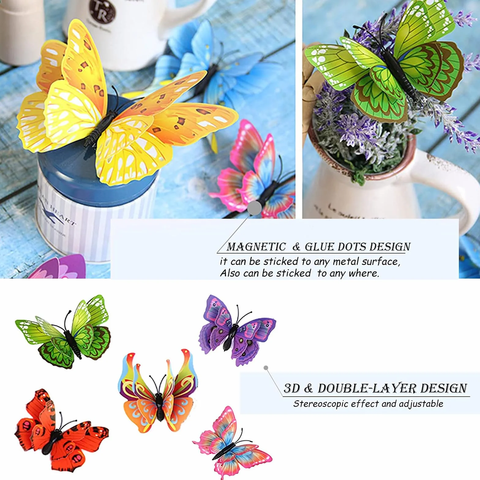 24 pezzi decorazione da parete con farfalle 3D con magneti, adesivi a farfalla, decorazione per feste, camera da letto, cameretta dei bambini, matrimonio e altro ancora