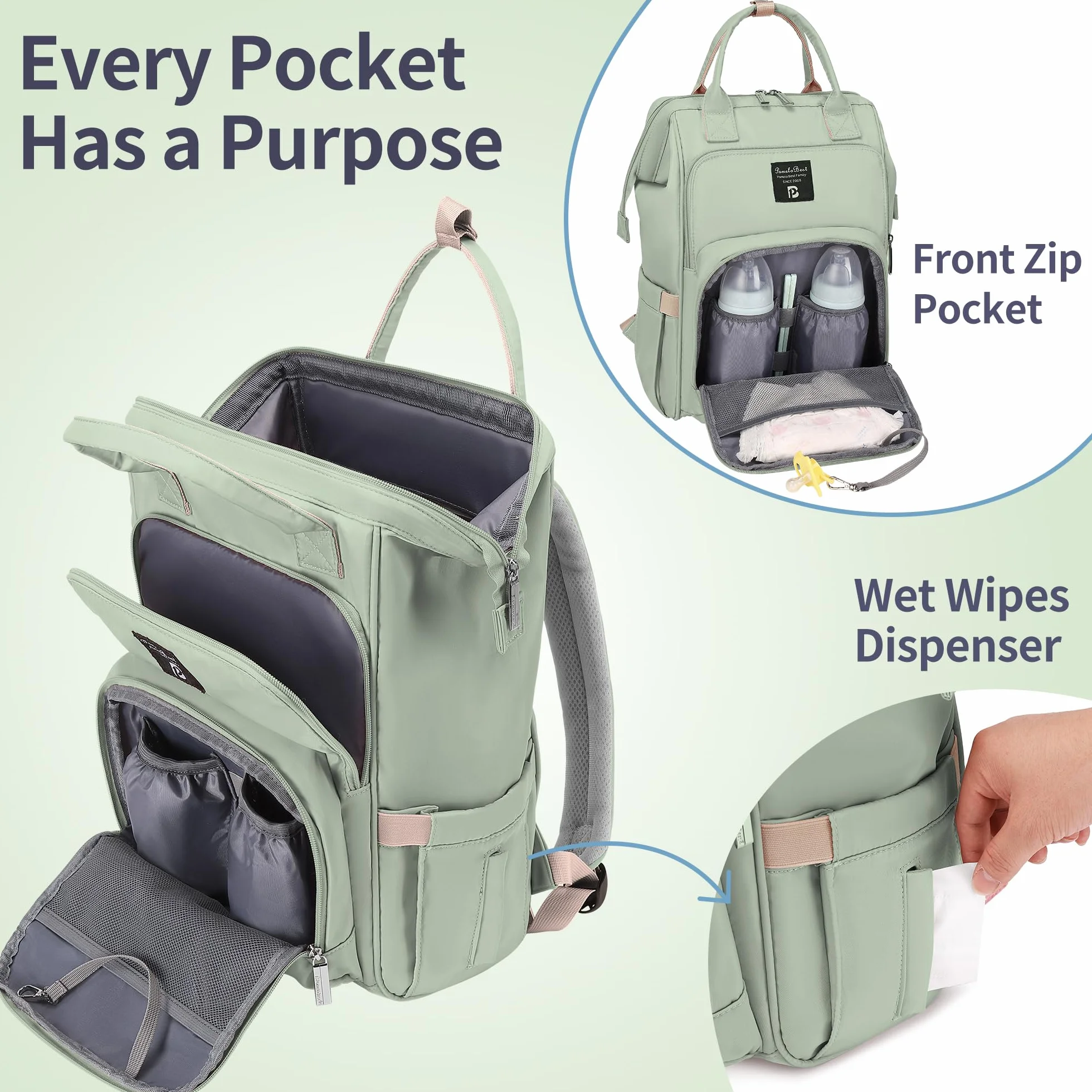 Pomelo Best Zaino Fasciatoio per Bambini con Fasciatoio Impermeabile Grande Capacità Borsa Passeggino per Viaggi - Serie Macaron