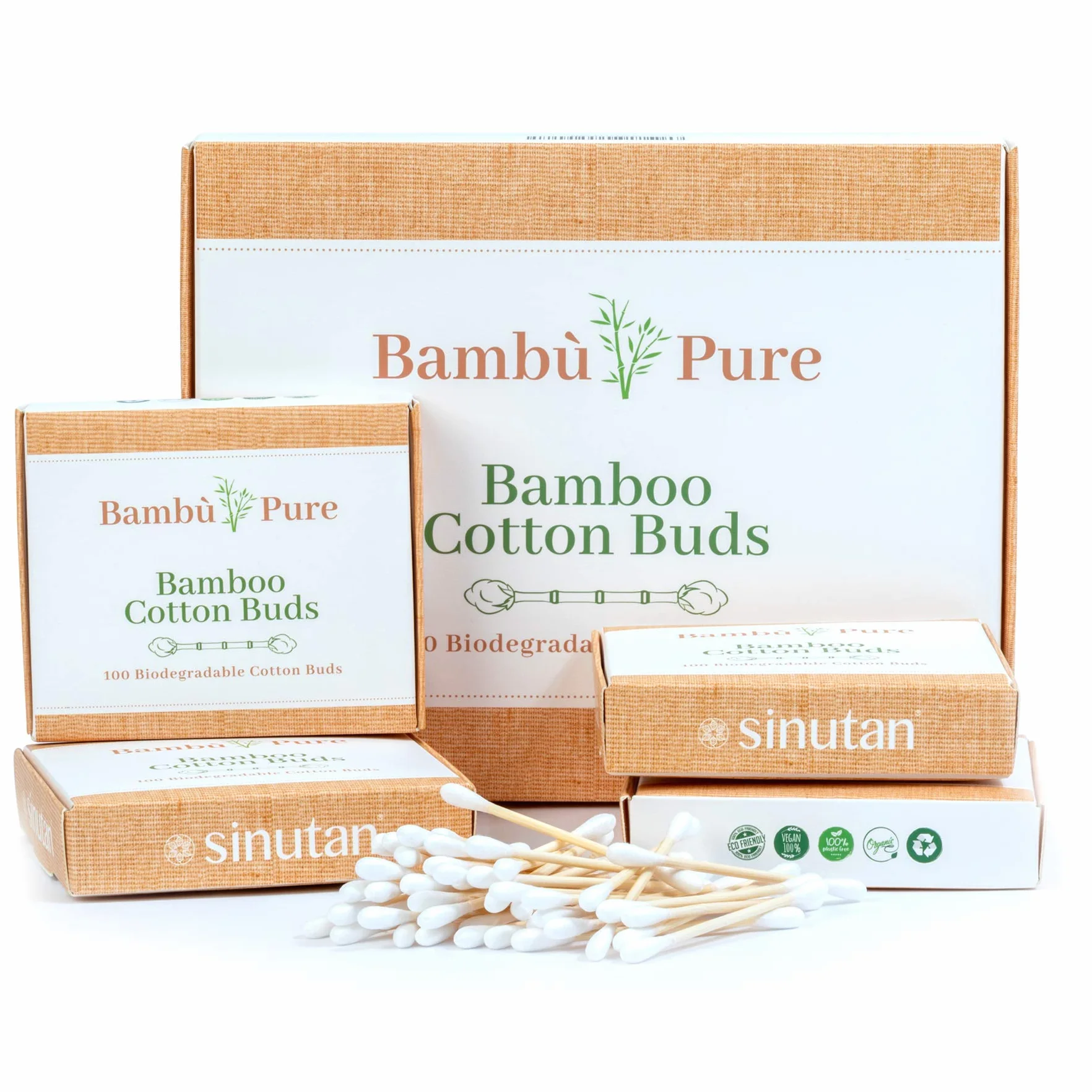 Cotton Fioc Bamboo | Bastoncini Biodegradabili 100% | Cotton Fioc in Bambù e Cotone | Eco Friendly e Zero Waste | Plastic Free e Compostabili | 4 Scatole | Regali Ecosostenibili