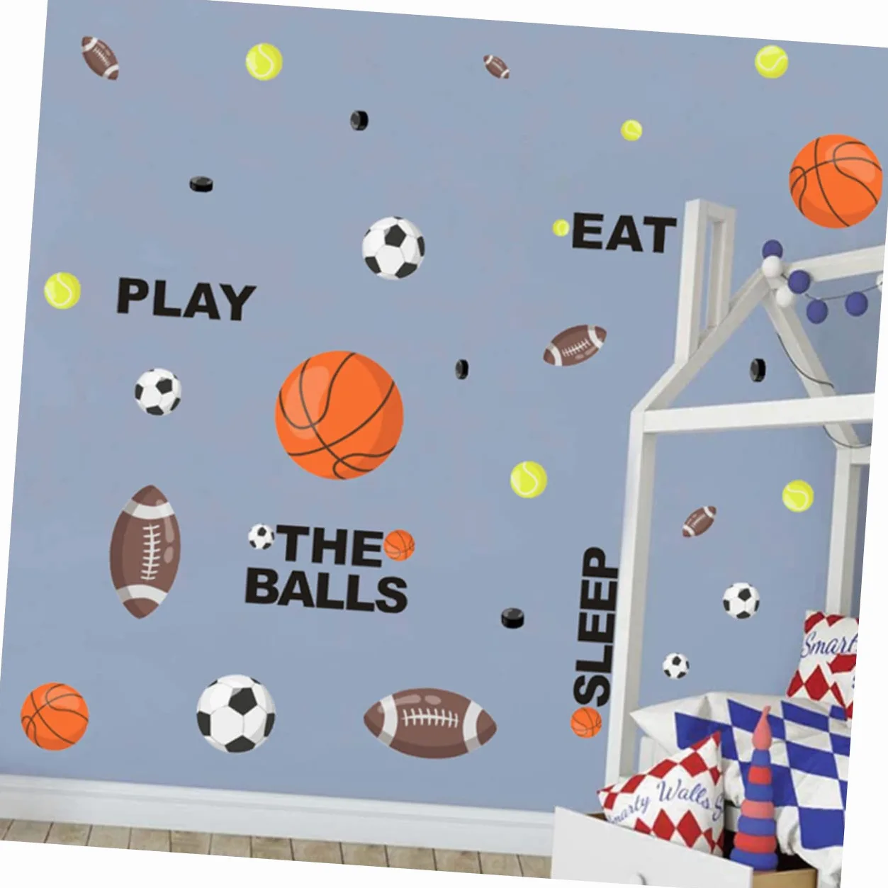Toyvian 3pezzi Adesivi Murali Sportivi Per Ragazzo Ragazza Decalcomanie Rimovibili Per Decorare Camerette Con Palloni Da Calcio e Basket Facili Da Applicare e Rimuovere Perfetti Per