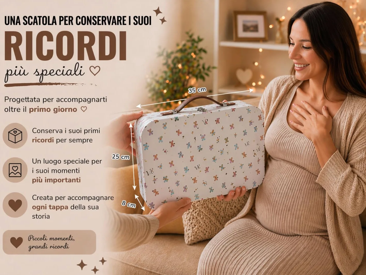 Regalo Neonato Maschio Femmina - Regalo Nascita Bimbo Bimba - Set Nascita 8 Pezzi con Valigetta, Copertina in Cotone, Peluche e Sonaglio - Cofanetto Regalo