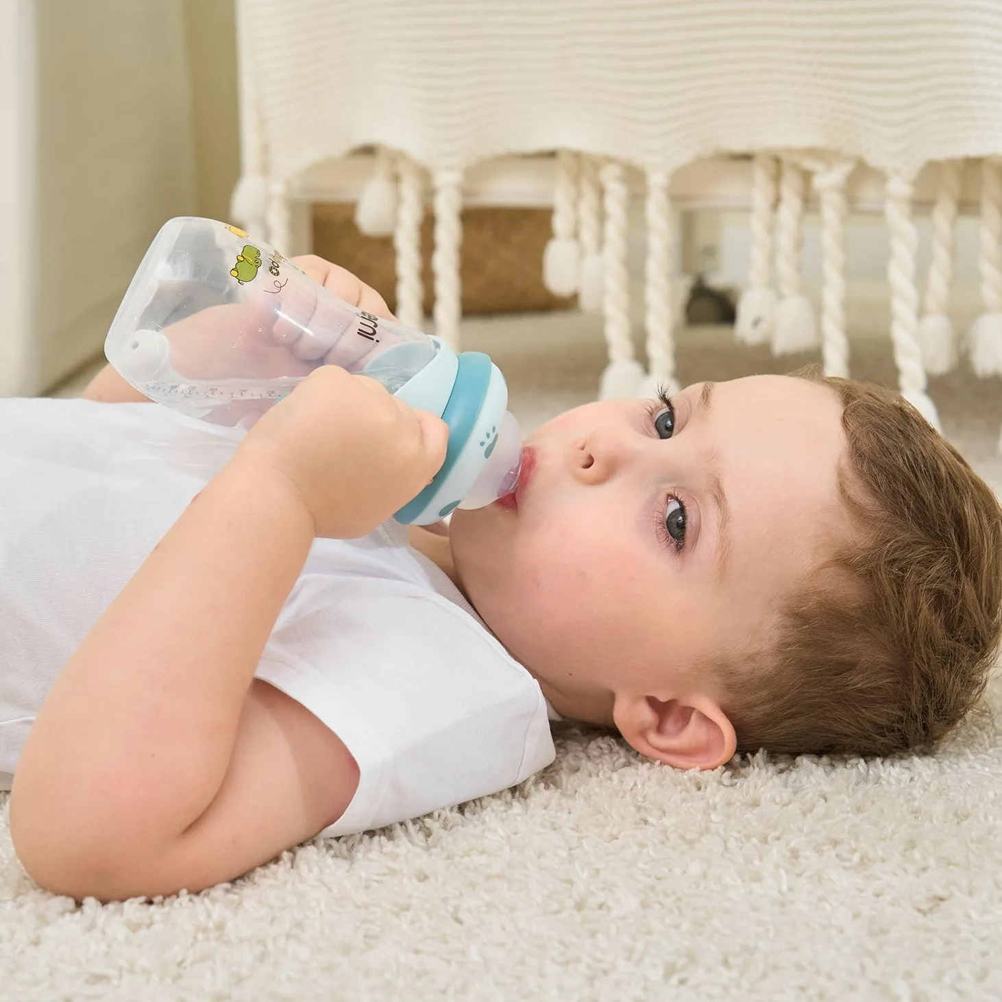 Oberni Biberon 330 ml, cannuccia ponderata, bottiglia per latte per bambini con tettarella variabile (misura +), a partire da 12 mesi, colore: rosa/2 pezzi