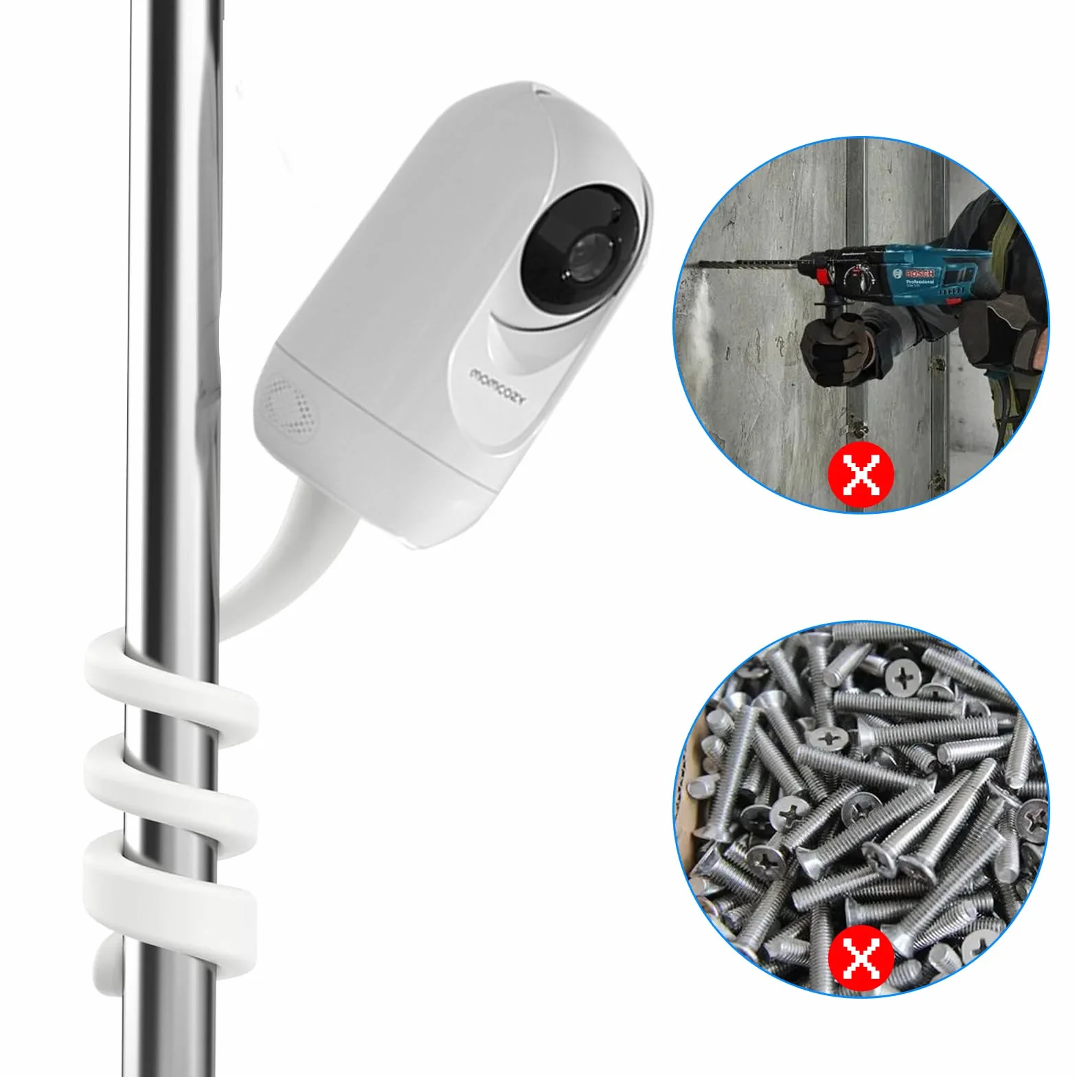 Supporto per baby monitor momcozy BM01/BM03/BM04, supporto di fissaggio per ieGeek Baby 1T/OBVHNUA 900DE, supporto per BOIFUN Baby 2S/6T/VB805, accessorio universale per fotocamera bambino con