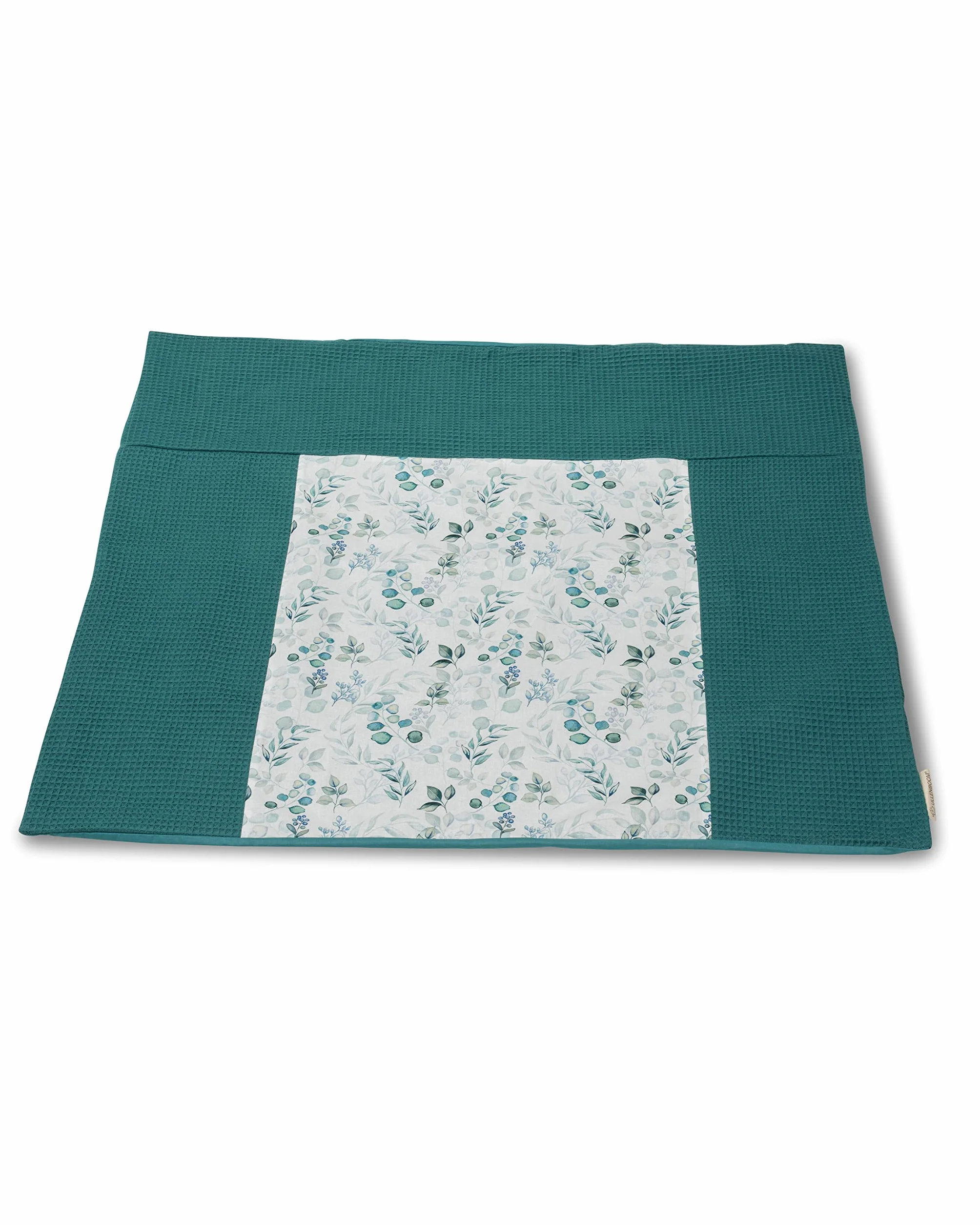 ULLENBOOM ® Rivestimento per fasciatoio 75x85 cm Eucalipto Turchese (Made in EU) - Coprifasciatoio in cotone naturale, Coperta per il fasciatoio, motivo: stelle, pois