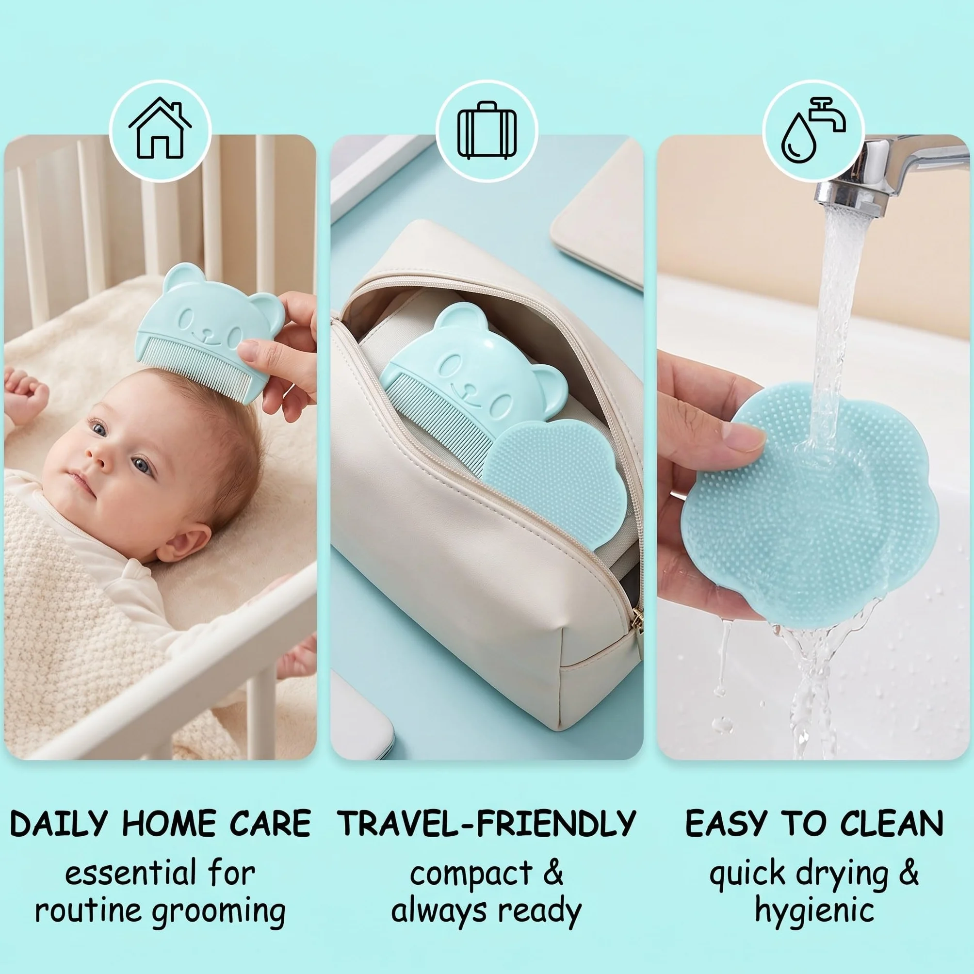 2 Pezzi Spazzola da Bagno per Neonati, pettine crosta lattea neonato, Spazzola per Bambini in Silicone, Pettine Neonato per Rimuovere La Crosta Lattea Del Bambino