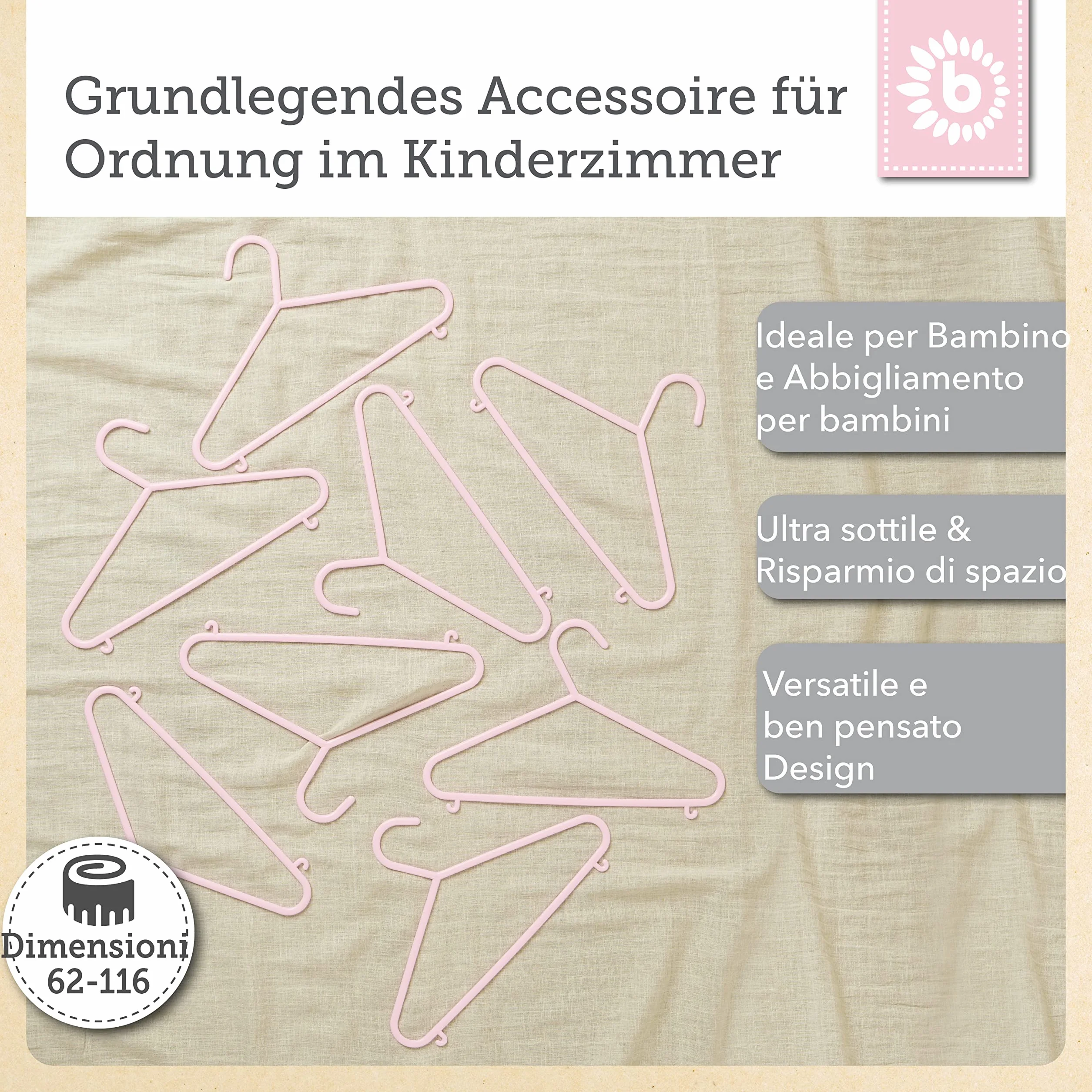 Bieco 04014150 Set di 8 Grucce Appendiabiti per Bambini, 29,5 x 18 x4,16, Nero