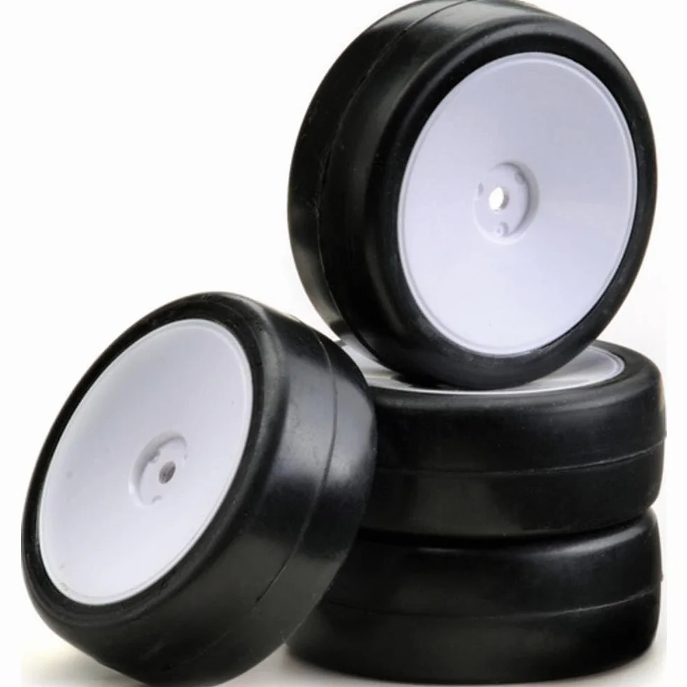 Absima 1:10, ruote complete, Slick Disk, bianco, 4 pezzi.