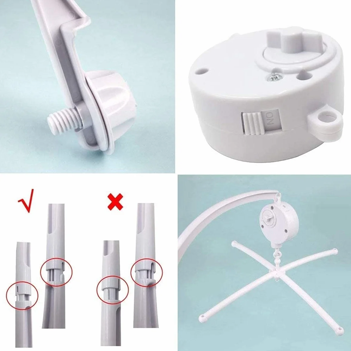 JZK Giostrina culla neonato musicale giostrina lettino con musica wind up carillon + porta giocattoli + braccio, Rotazione automatica Senza batteria