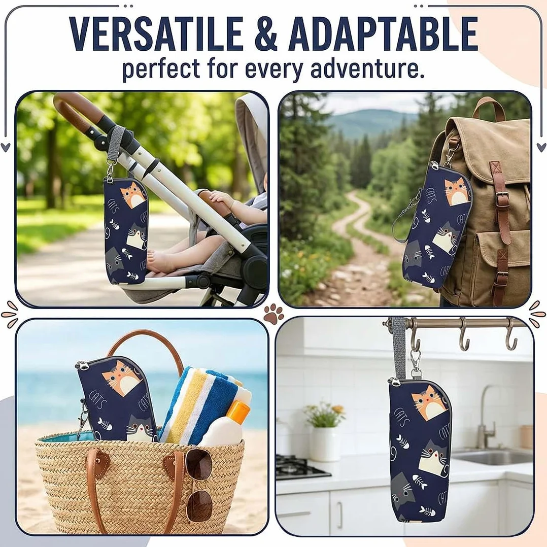 1 Pezzo Porta Biberon Termico Borsa Termica Con Strato Isolante, Borsa Da Viaggio Portatile Per Biberon Appeso Latte Materno Acqua Stoccaggio Sacchetto Di Isolamento, Modello di Gattino