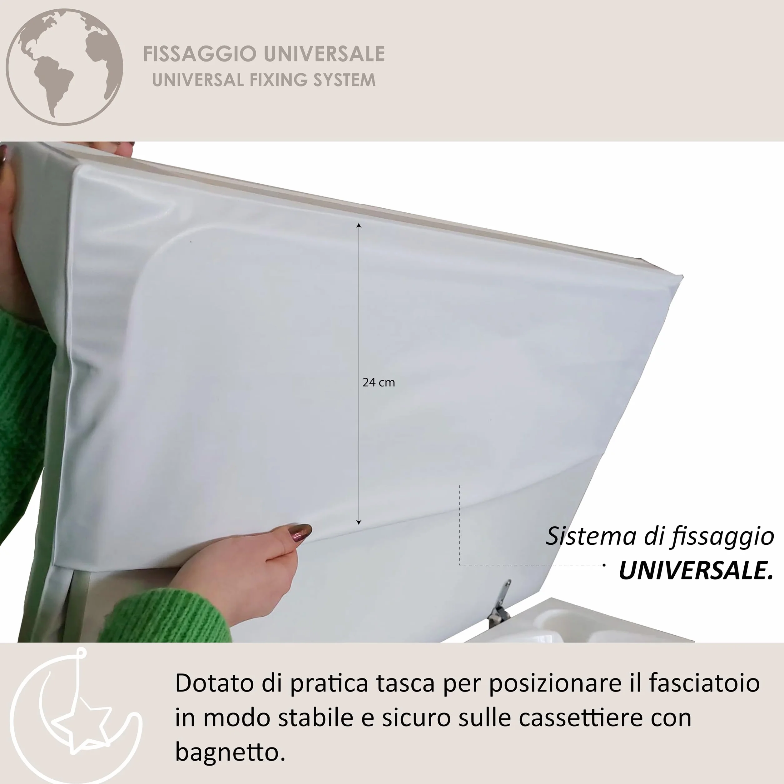 Materassino fasciatoio in pvc 2 lati, per il cambio del pannolino, universale, misura cm 49x81x10, made in italy, Italbaby starlette azzurro