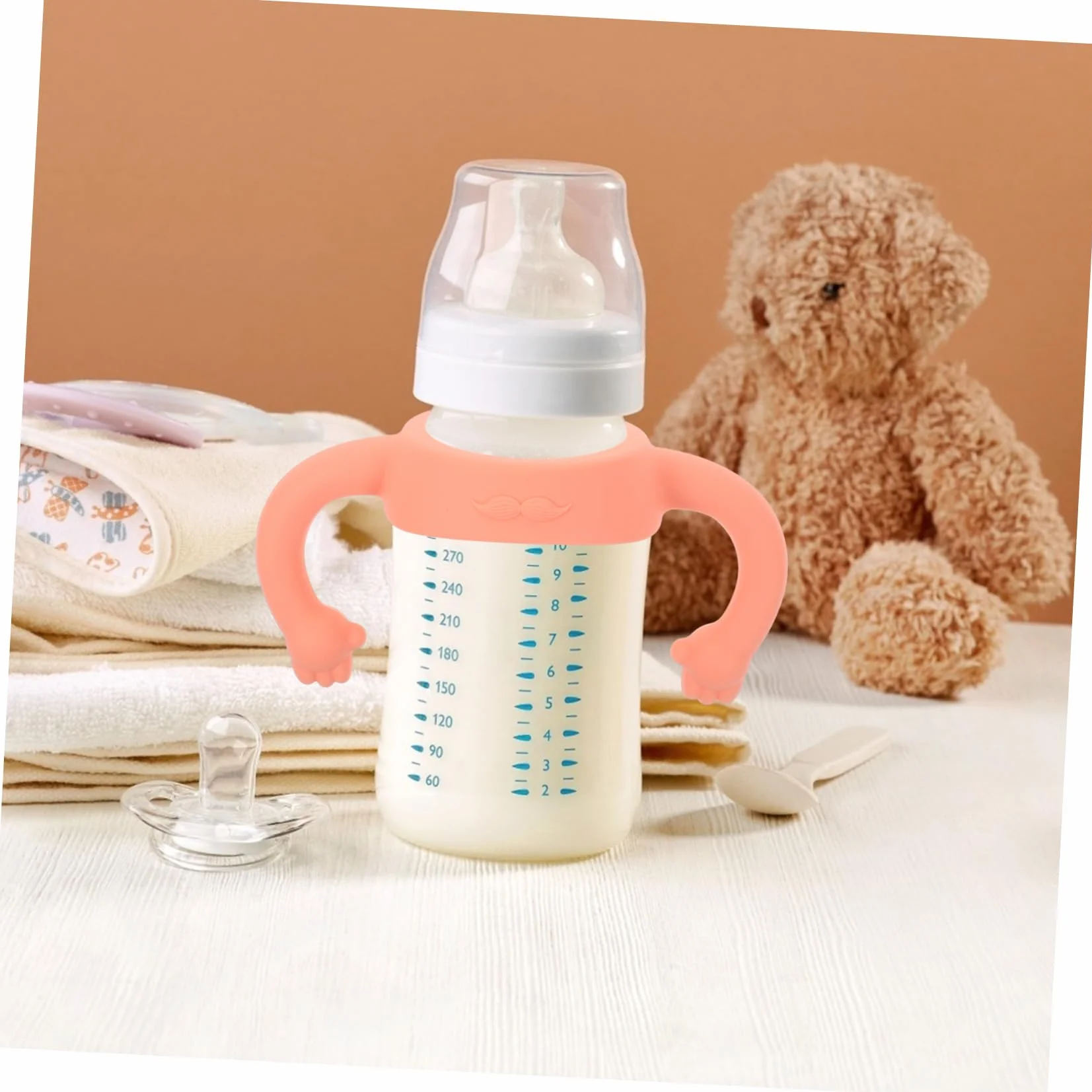 VICASKY Manici per Bottiglie in Silicone Rosa 2 Unitá Impugnatura Morbida e Confortevole per Bambino Bambina Facilmente Installabili