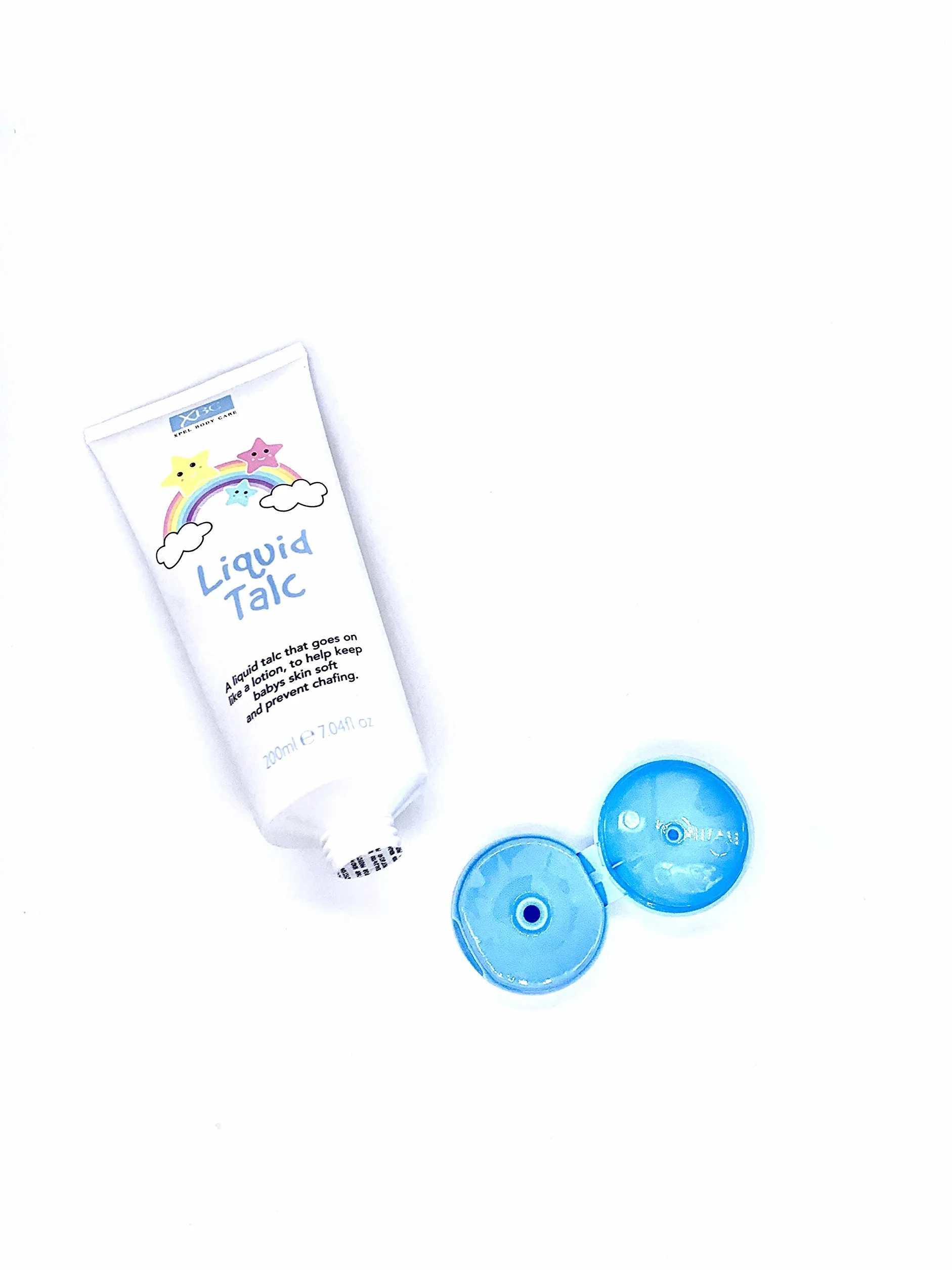 XBC Pacchetto talco liquido - 3 tubi da 200 g. Un talco liquido che agisce come una lozione. Mantiene la pelle del bambino morbida e previene gli sfregamenti