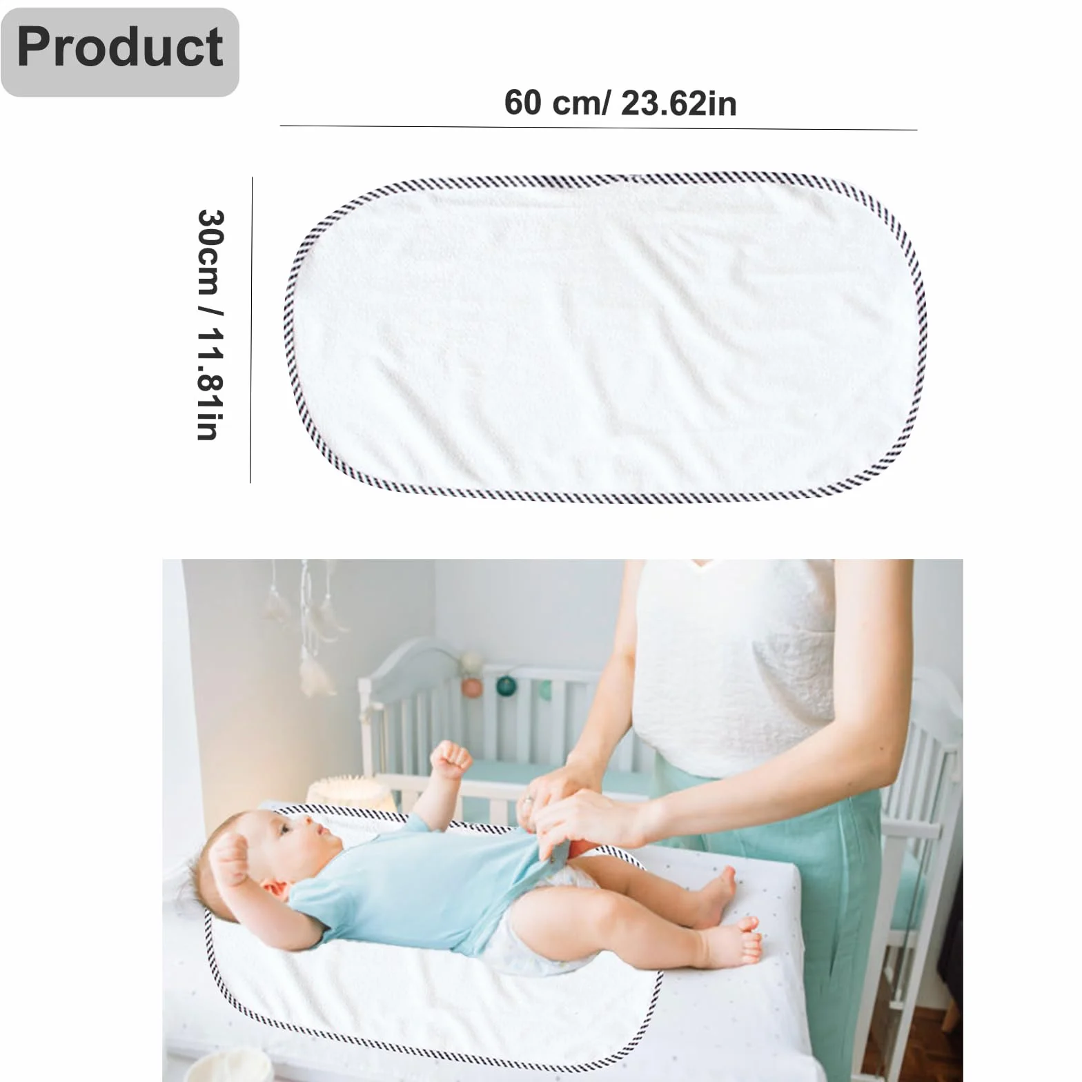 Fasciatoio in Rayon di Bambù - Fodera Impermeabile, Lavabile e Riutilizzabile - Set di 6 Pezzi per Bambino 30x60cm