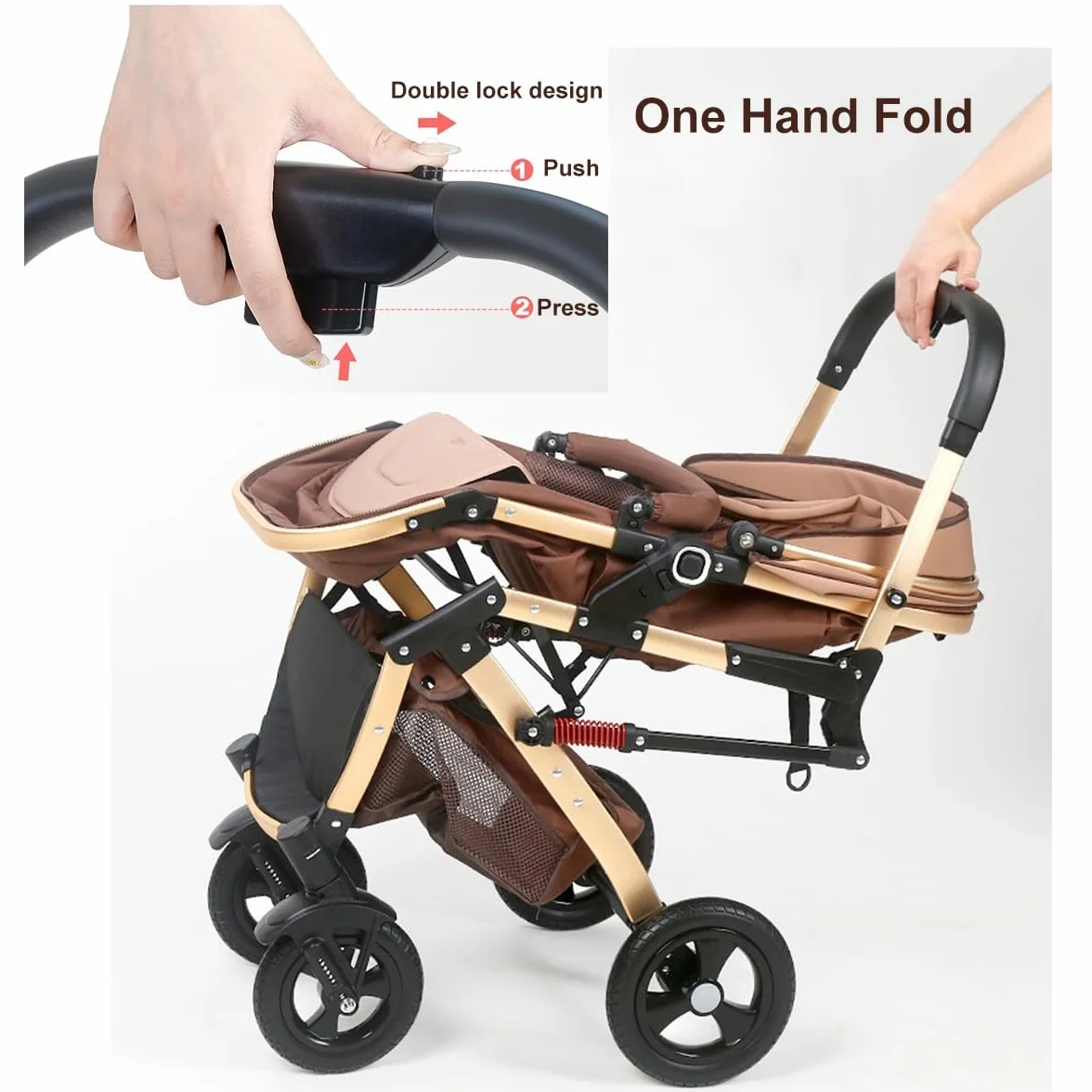 LEIYTFE Passeggino Doppio per Bambini Passeggino Gemellare Staccabile Side By Side, Carrozzina Leggera con Sedute Reversibili,Passeggino Tandem per Bambini (Color : Grey)