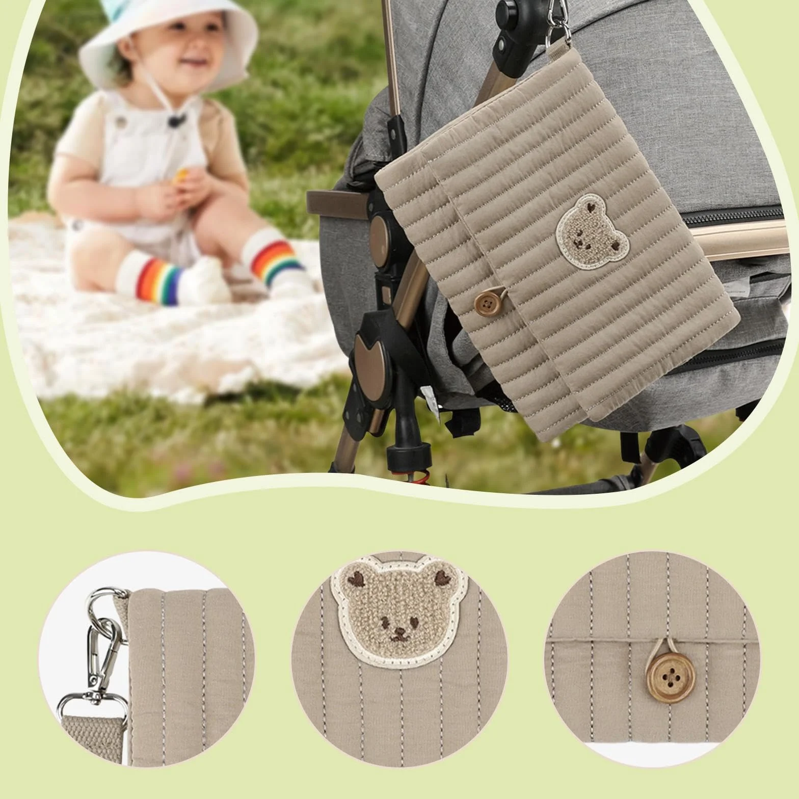MagiDeal Borsa Porta Pannolini in Tessuto per Neonati, Organizer per Pannolini, Multifunzionale per Neonati, per Esterni, Visite, Asilo Nido e, Marrone