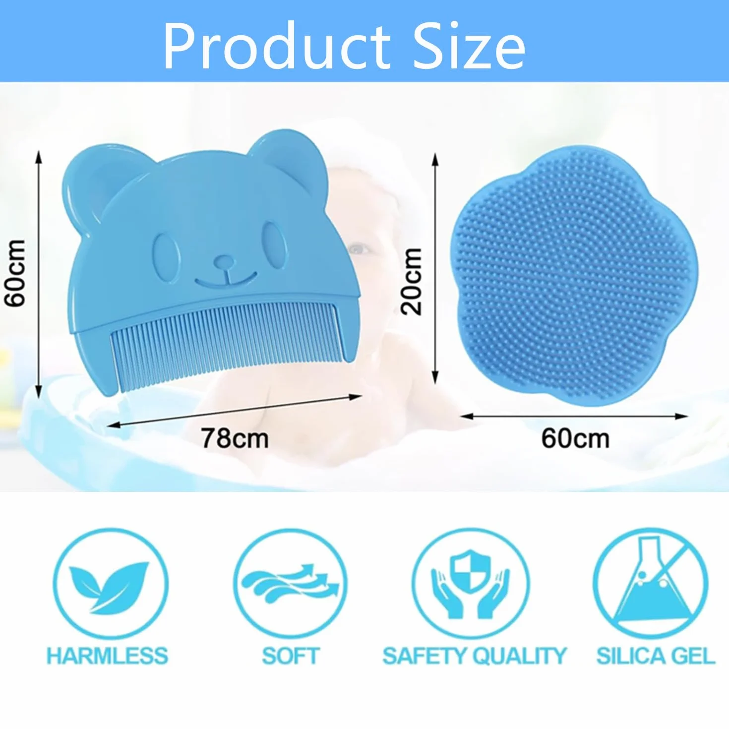Pettine Neonato,2 Pezzi Spazzola Per Culla Per Bambini In Silicone Spazzola Pettine Neonato Per il Bagno Pettine Crosta Lattea Spazzola per Rimozione Bambino per Neonati e Bambini