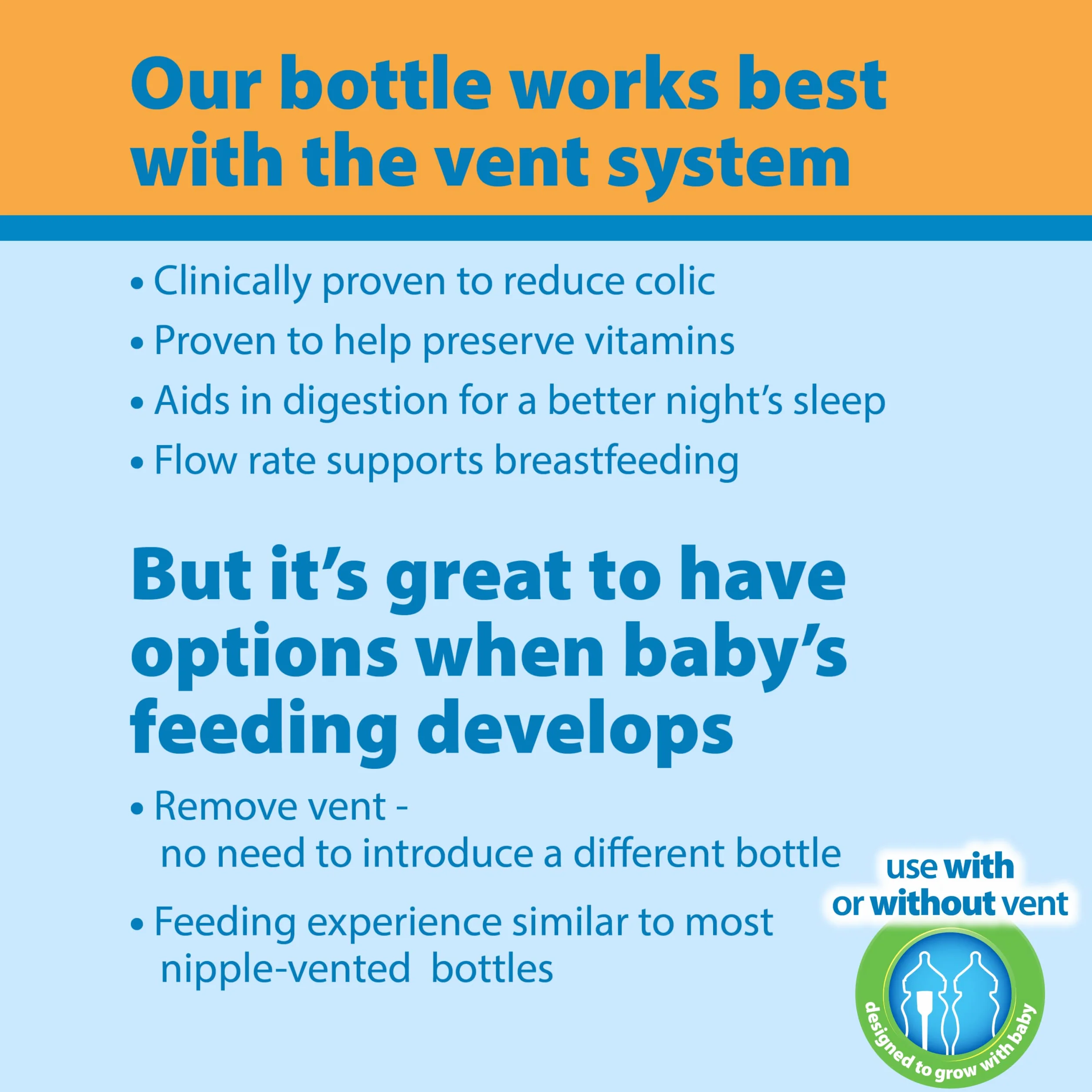 Dr. Brown's Natural Flow Anti-Colic Options+ biberon in vetro a collo largo, 9 oz/270 ml, con tettarella a flusso lento di livello 1, confezione da 2 (l'imballaggio può variare)
