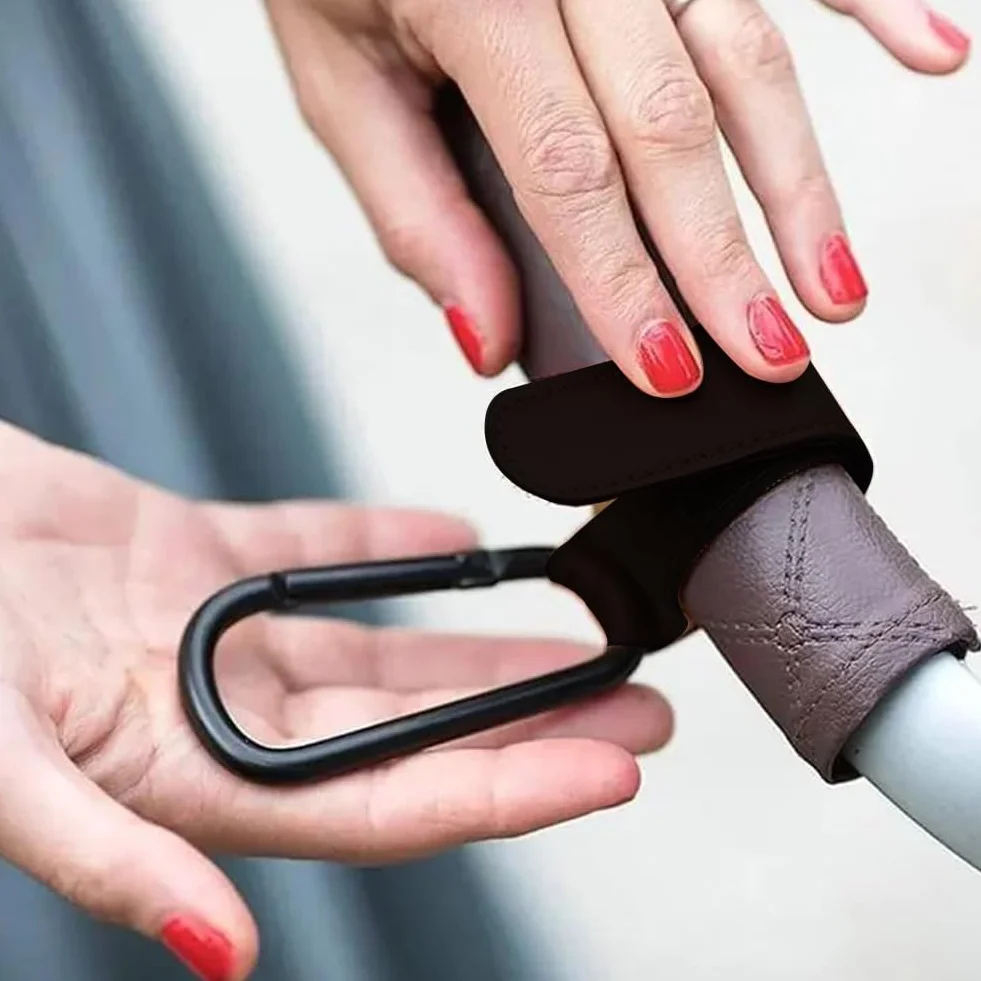 Ganci per Passeggino,Ganci Passeggino Universali,Ganci per Passeggino Porta Borse,Gancio per passeggino in Pelle,Gancio per Passeggino Portatile,Ganci Borsa Passeggino 2 Pezzi Nero Tokaneit