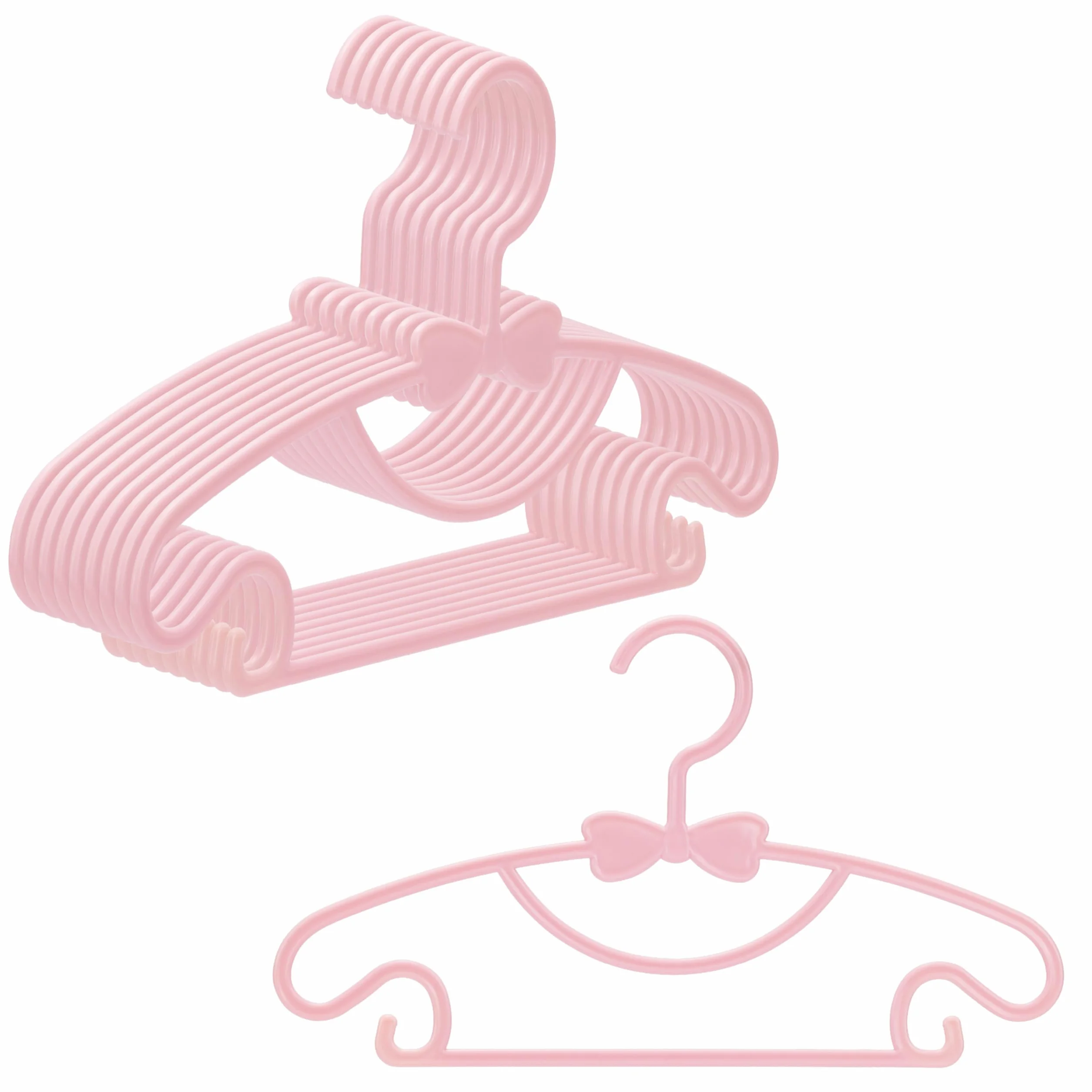 Grucce Bambini - Antiscivolo - Confezione da 10 Pezzi - Appendini Salvaspazio per Armadio - Adatto ai Vestiti per Bambini - Rosa