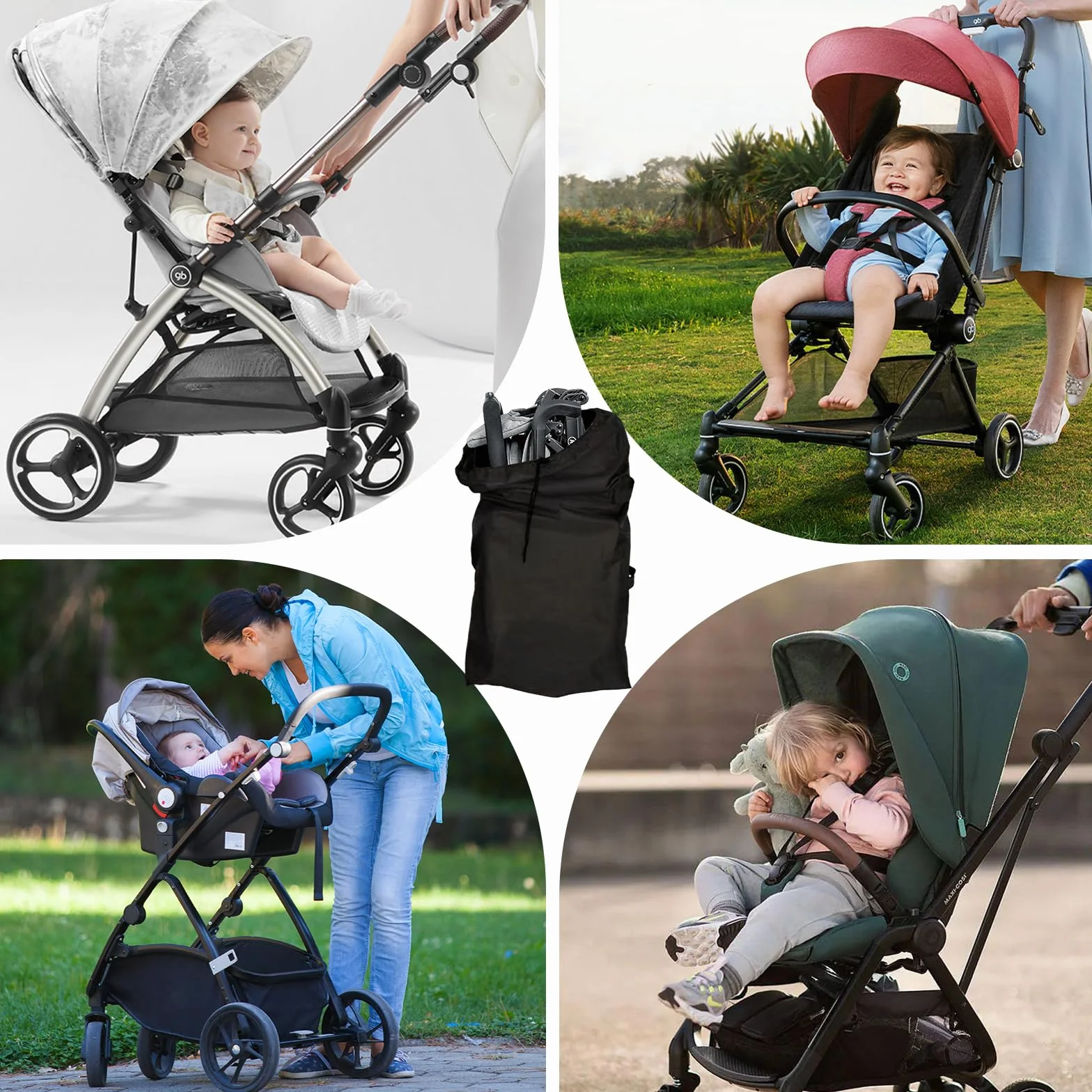 Borse Passeggino, Borsa da Viaggio Trasporto Passeggino, Copripasseggino Universale Sacca Porta Passeggino Accessori Passeggino per Aereo Gate Check e Stoccaggio