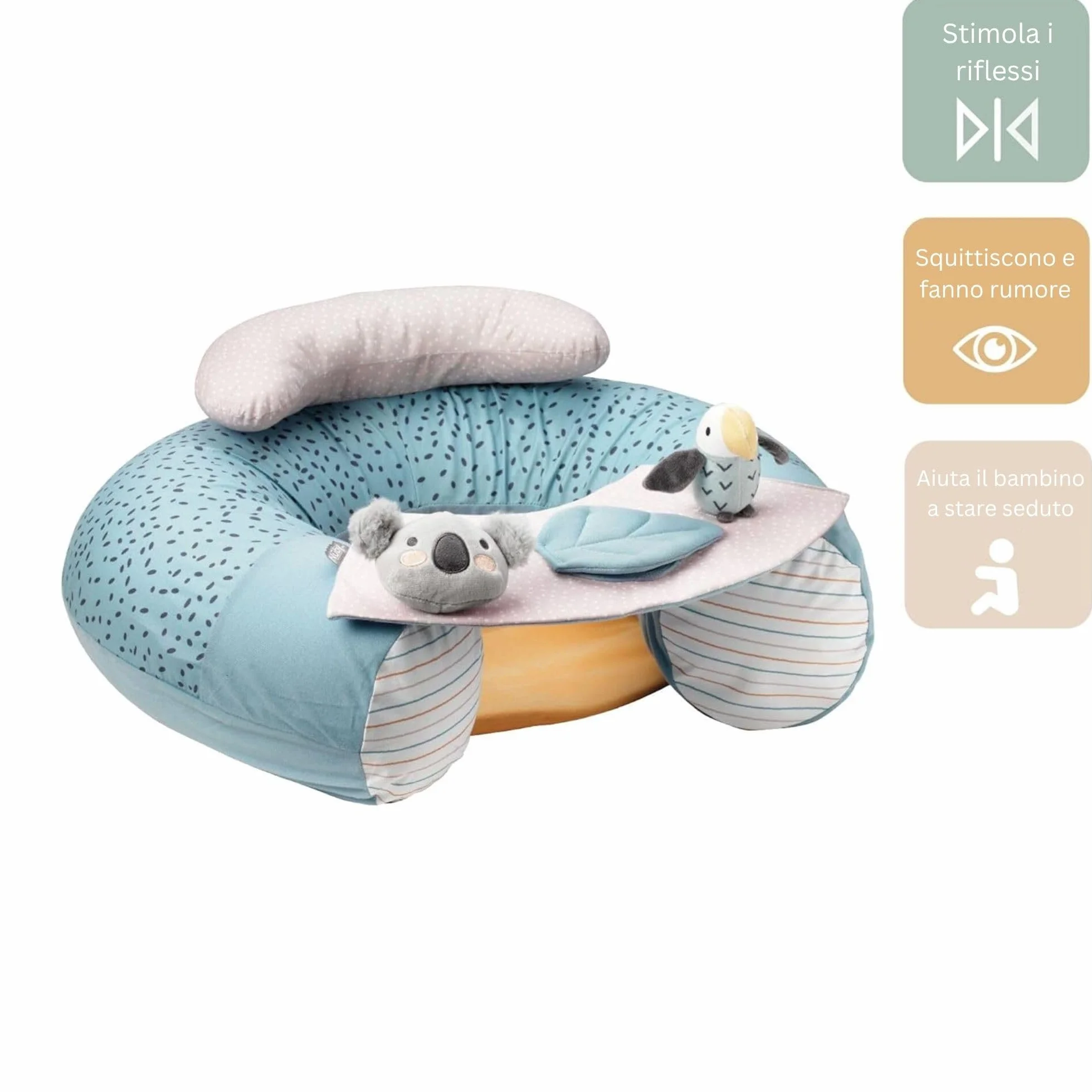 Nuby Seggiolino per Bambini, Animal Adventures Sit-Me-Up, Sedile Gonfiabile Sit & Play da Pavimento, Vassoio Rimovibile, Lavabile in Lavatrice, Adatto a Partire dai 6 Mesi