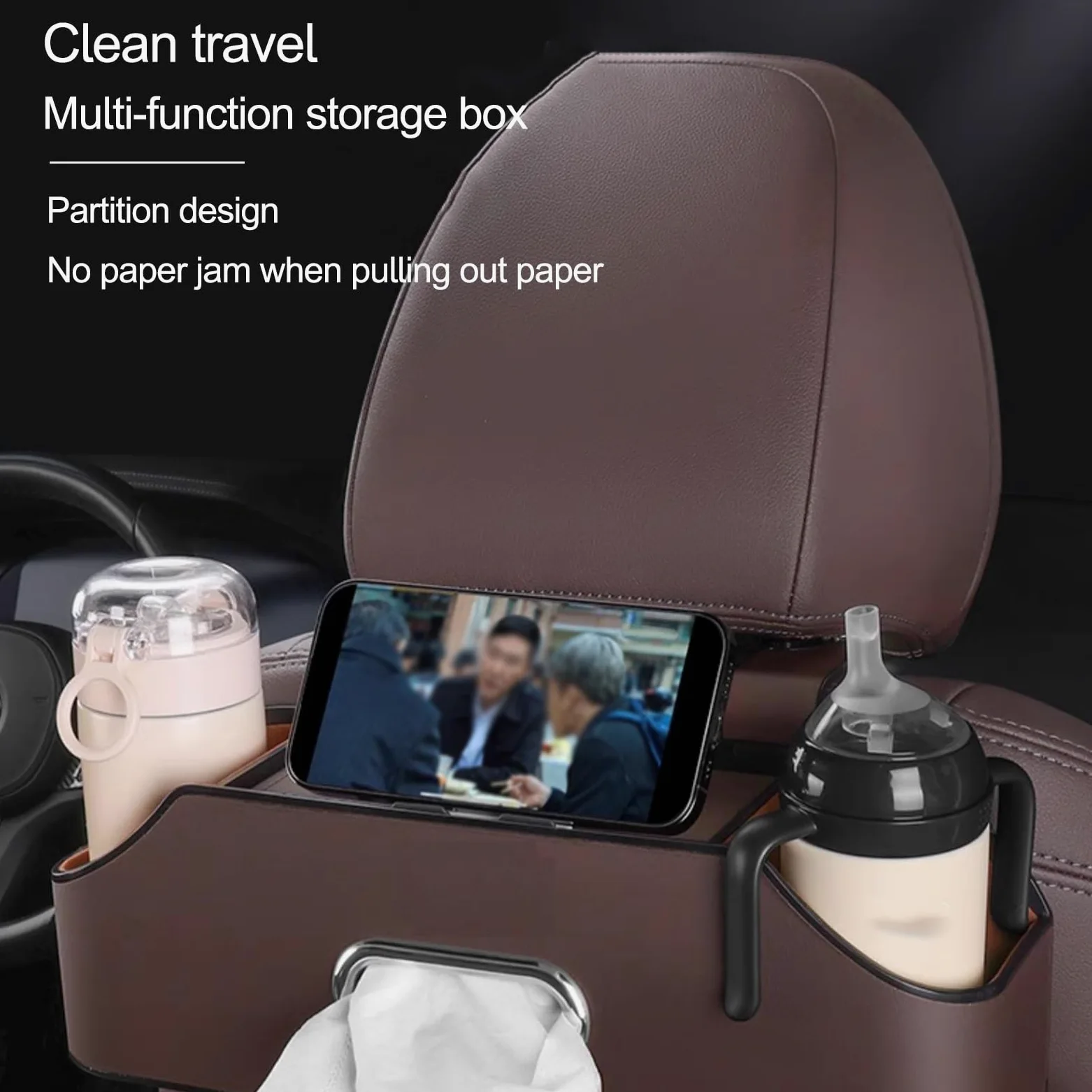 Organizer per seggiolino Auto con Spallacci Regolabili in Lunghezza, Auto Organizzatore Kick Mats Impermeabile Sedile Posteriore, Organizer per sedili Posteriori con(Grey)