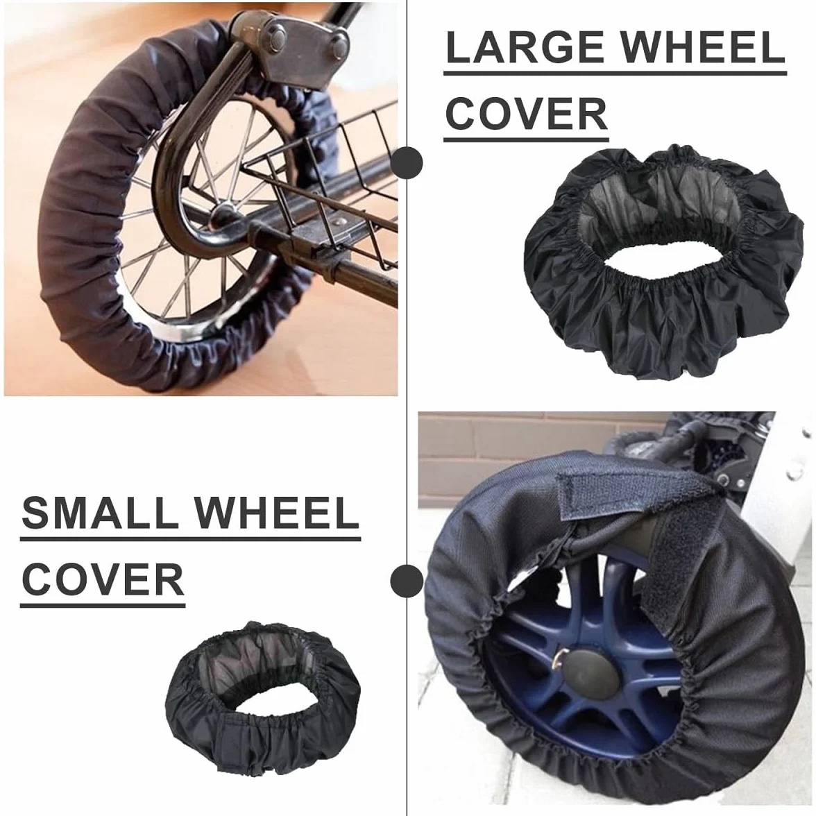 Copriruota per Passeggino,Coperture di Protezione Ruote Antipolvere,Passeggino Coprigambe Antipolvere,4PC Copriruote per Sedie a Rotelle Accessori per Passeggino