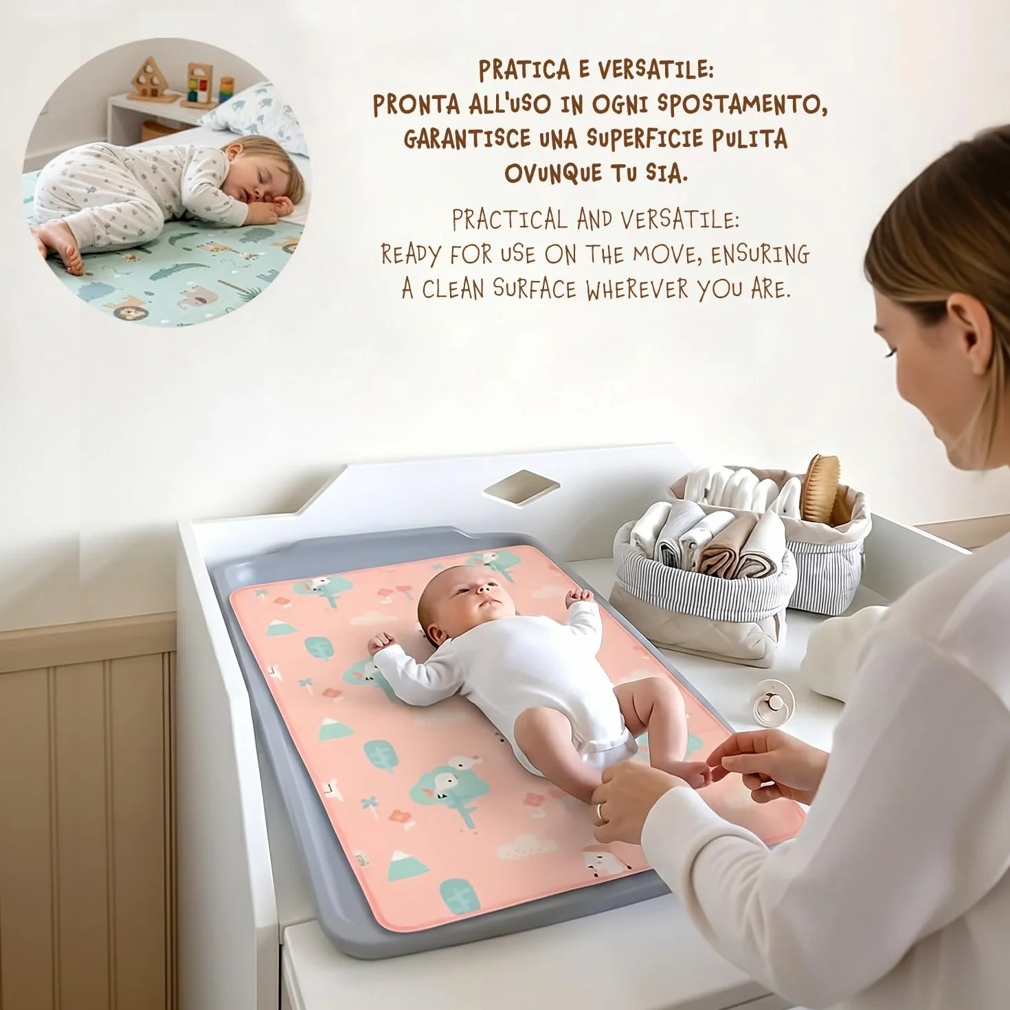 PERLETTI Traversine Neonato Fasciatoio Impermeabili Pacco Doppio - Traversa Teli Cambio Bambino Lavabili in Lavatrice - Traverse Bimbo Riutilizzabili Versatili Morbide (Set Azzurro + Verde, 50x70 cm)