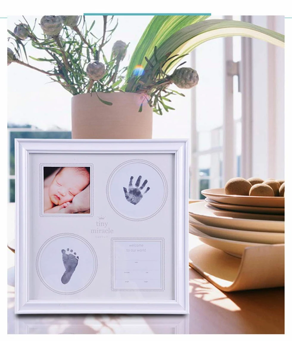 Cornice per impronte Bambino e Neonato Kit Impronta per Mani e Piedi del Neonato - Cornice per foto a inchiostro Porta Bracciali di Nascita Portafoto Regalo perfetto per bambini #4