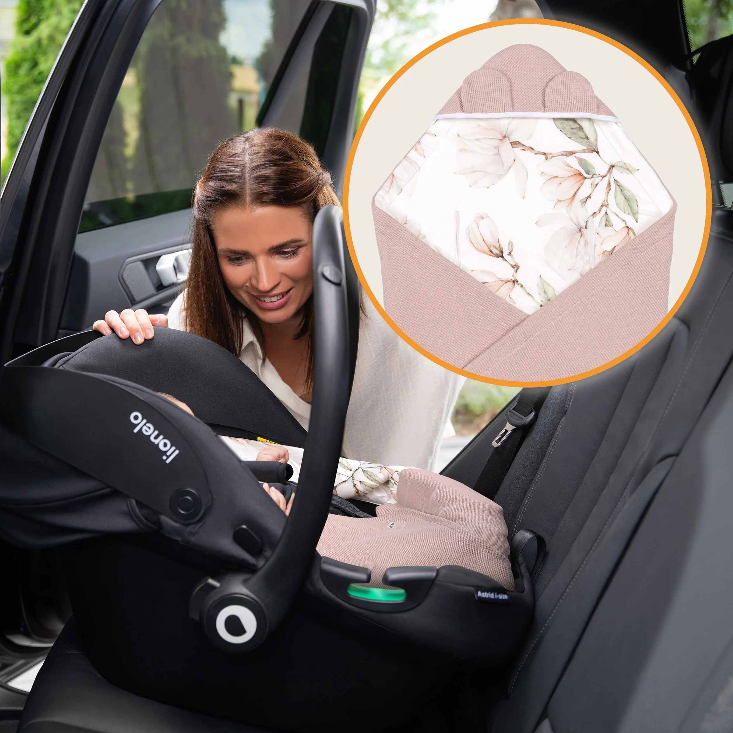 lionelo TRAVEL SWADDLE BLANKET Coperta Pesante per Bebé 90x90 cm 100% Cotone Compatibile con Seggiolino Auto, Ovetto e Passeggino, Copertina Morbida per Tutto l’Anno, Chiusura