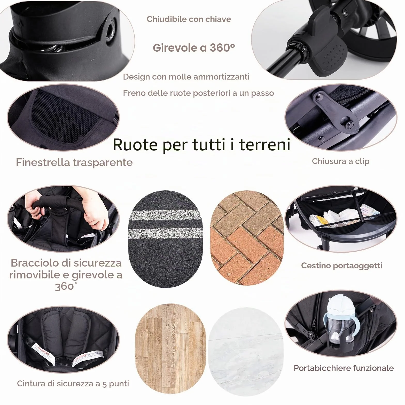 LIFEZEAL Passeggino gemellare, passeggino per gemelli pieghevole, passeggino doppio con schienale reclinabile in 3 posizioni, imbracatura a 5 punti, per bambini da 0 a 3 anni (grigio scuro)