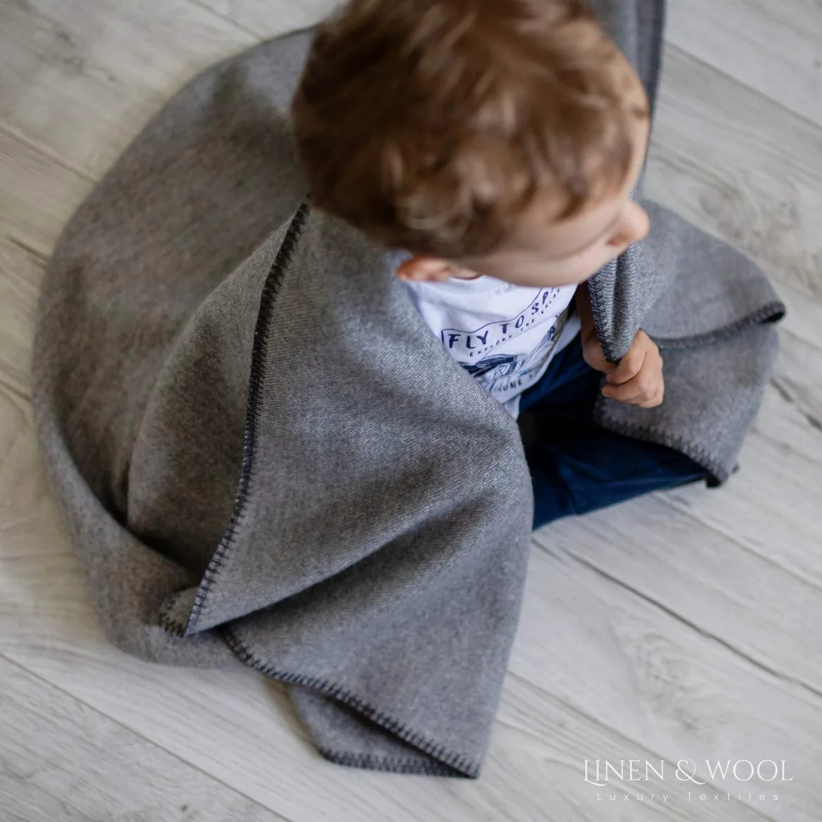 Linen & Cotton Morbido e Caldo Doppia Faccia Coperta Bambini Copertina Neonato Prima Coperta Santino - 100% Lana Merinos Superfine, Grigio (90 x 140 cm) per Carrozzina Culla Passeggino Lettino Viaggio