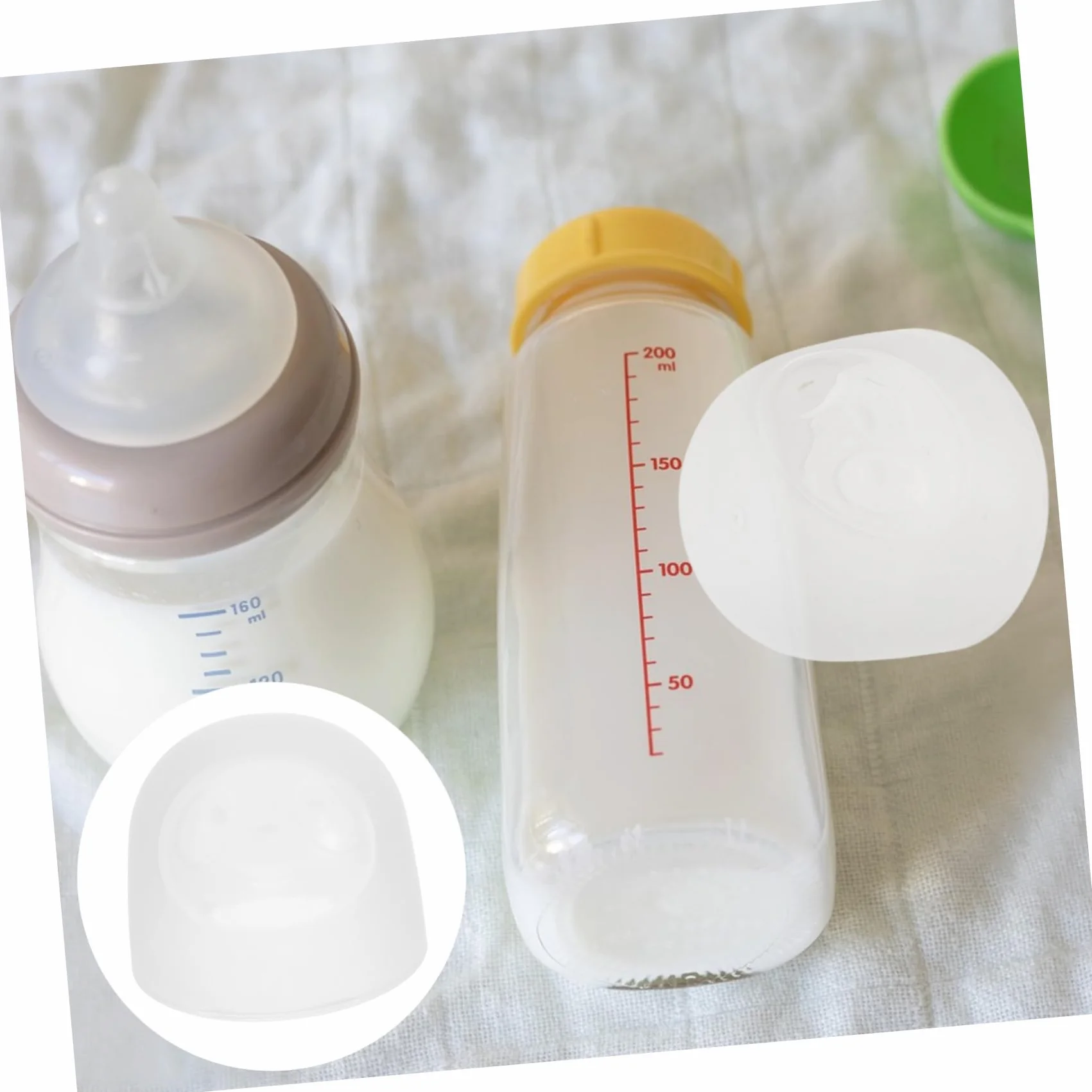 ifundom Tappi Per Bottiglie Per Latte a Di Perdite in Plastica Riutilizzabili Copri Bottiglie Trasparenti a Bocca Larga Protezione Igienica Per Uso Domestico e Viaggio Set Da 3 Pezzi