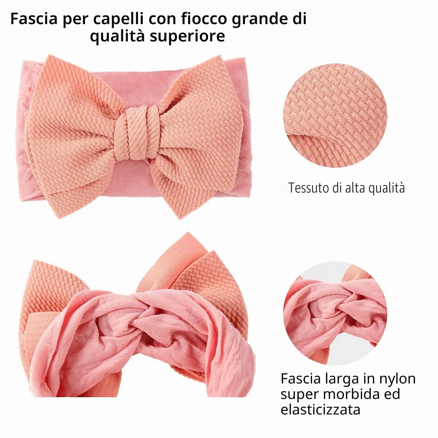Cinaci Confezione da 12 Fasce per Capelli in Nylon Super Elastico con Fiocco Grande Accessori per Capelli Fasce per Neonate Neonati Bambini Bambini