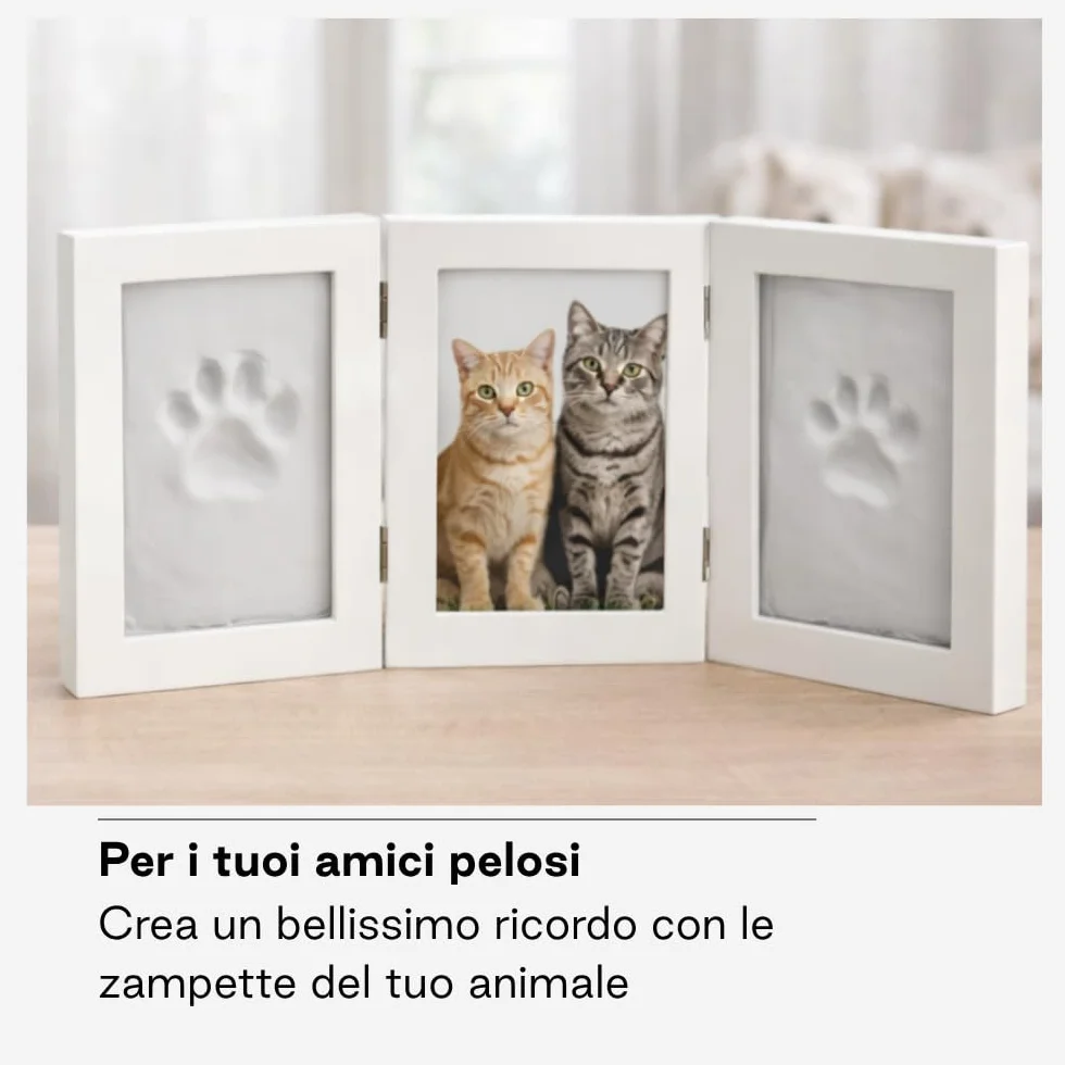 Jané Cornice Impronta Bebè con Foto, Argilla Modellabile Essiccazione 24h, Ricordo Mano o Piede, Adatta anche per Impronta Animali, Bianco