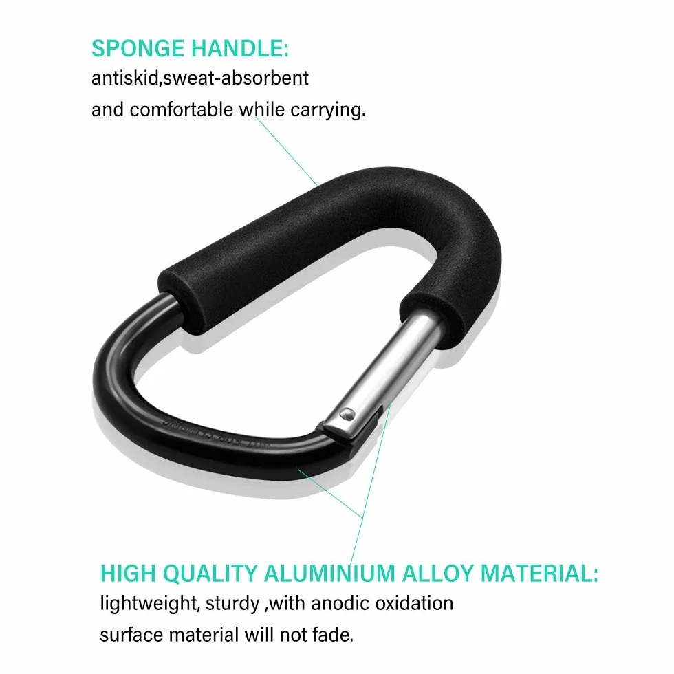 2pcs Buggy Ganci Moschettone, Passeggino Carrozzina, Passeggino clip, alluminio custodia supporto, Stroller Hooks,14 * 8cm(5.5"*3.1")